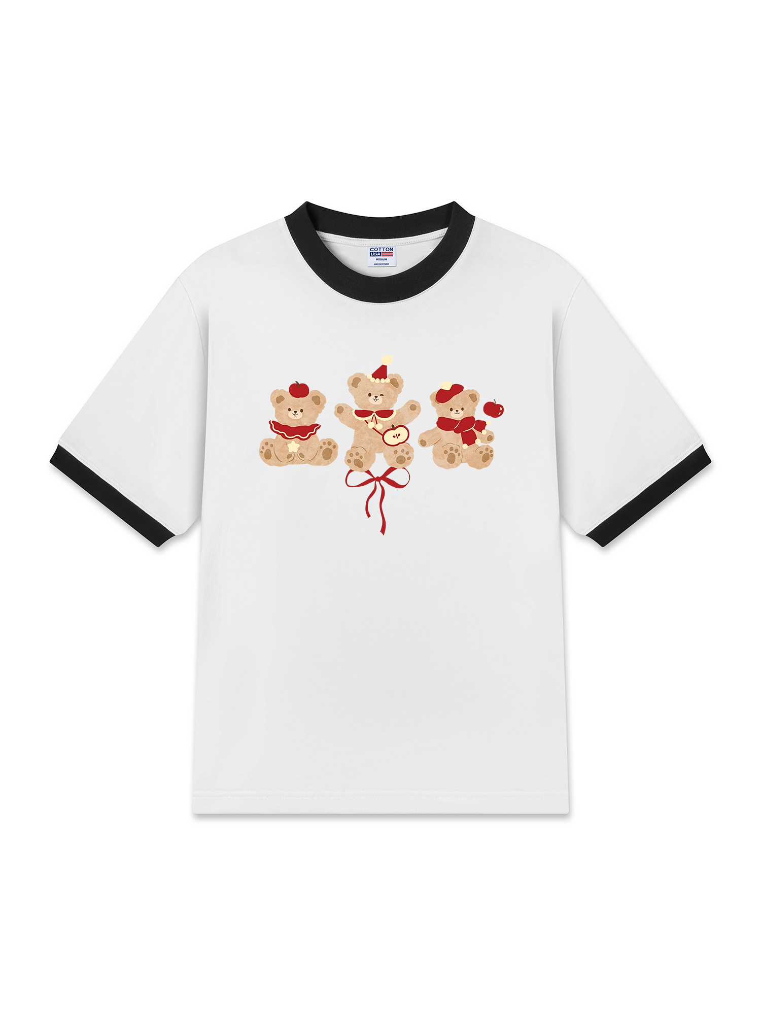 Áo Thun Ringer Relaxed Fit Cute Bear