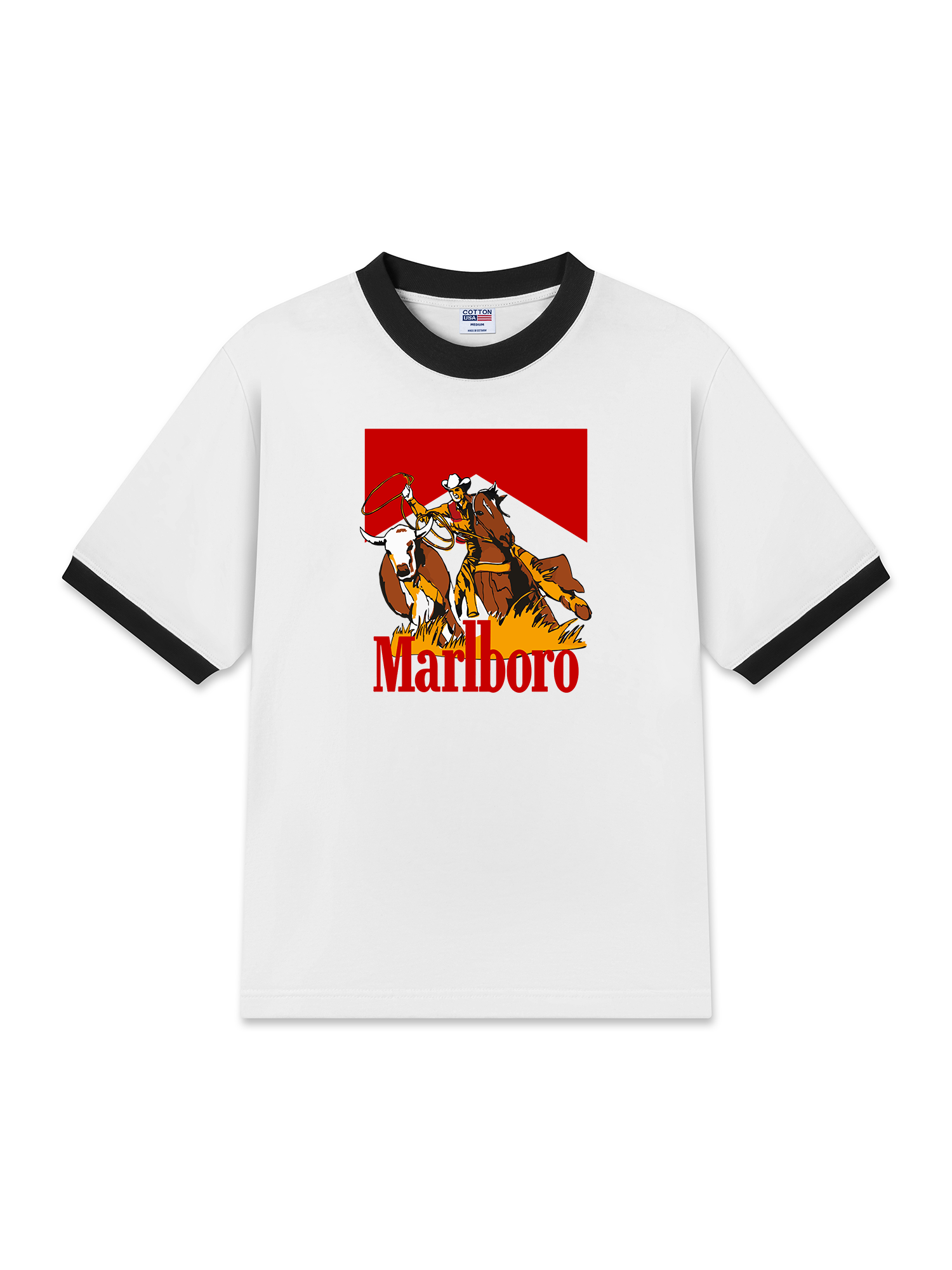 Áo Thun Ringer Relaxed Fit Marlboro Hunting Cowboy