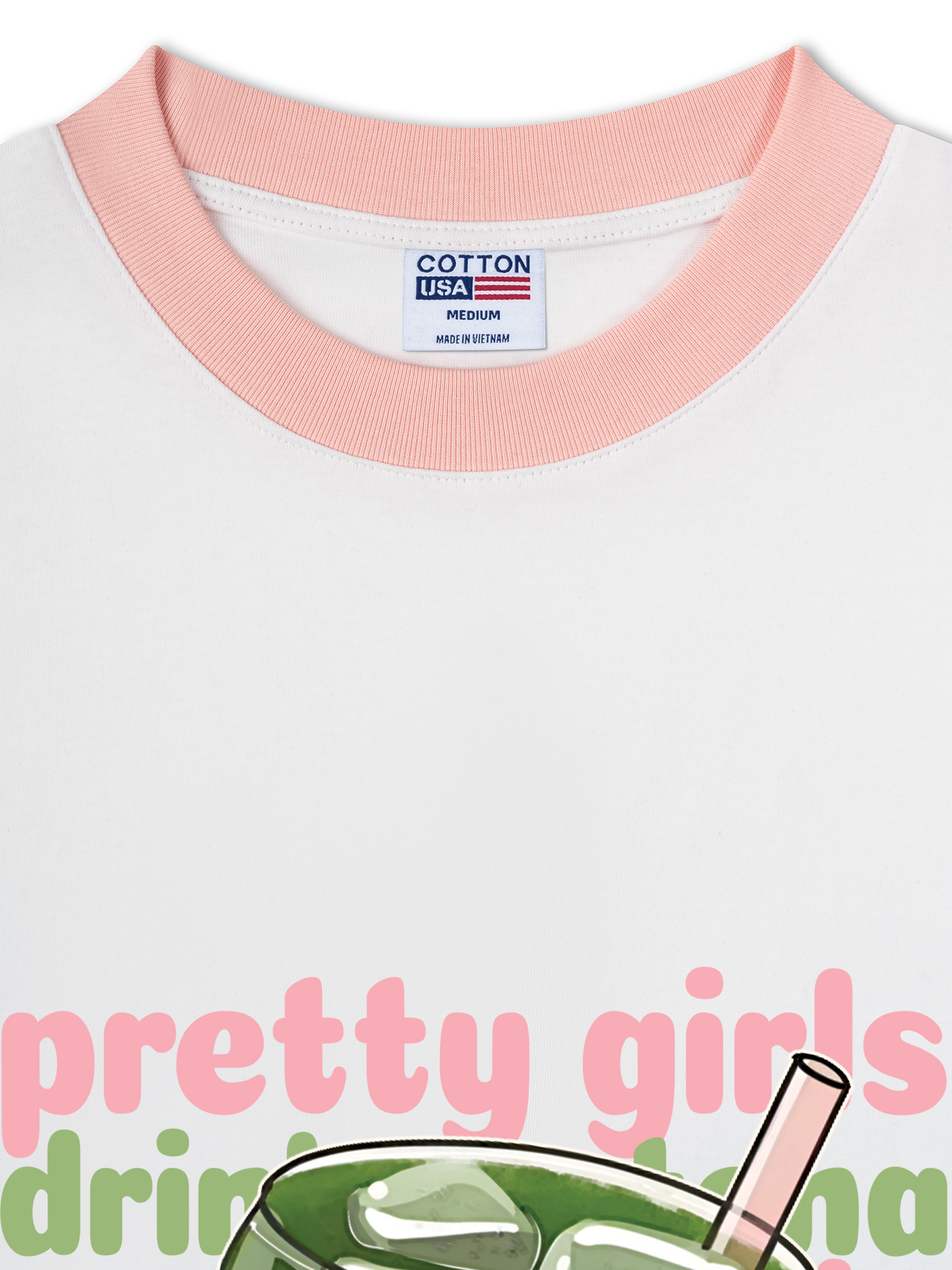 Áo Thun Ringer Relaxed Fit Pretty Girls Drink Matcha