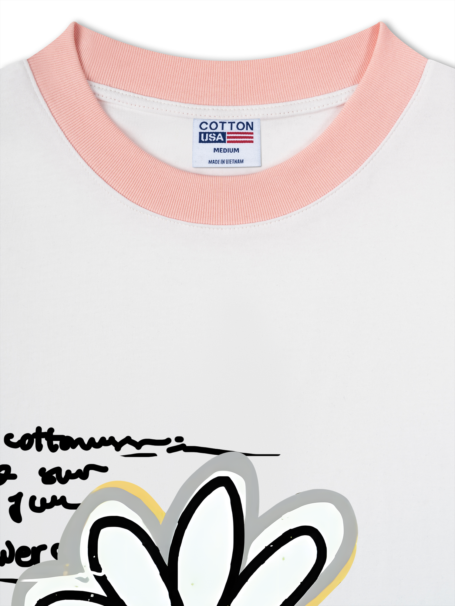 Áo Thun Ringer Relaxed Fit Cotton Usa Daisy Flower