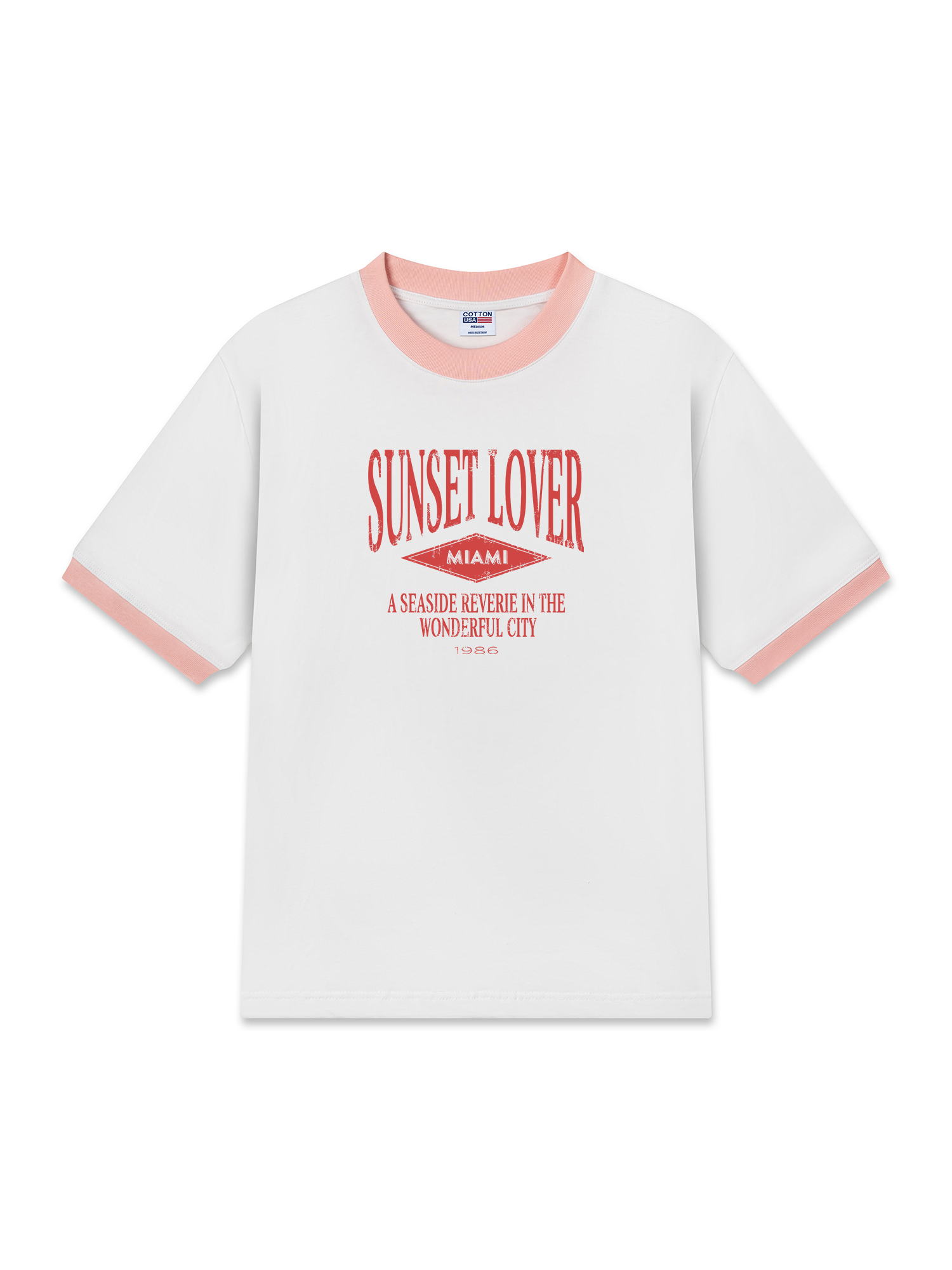 Áo Thun Ringer Relaxed Fit City Sunset Lover Miami