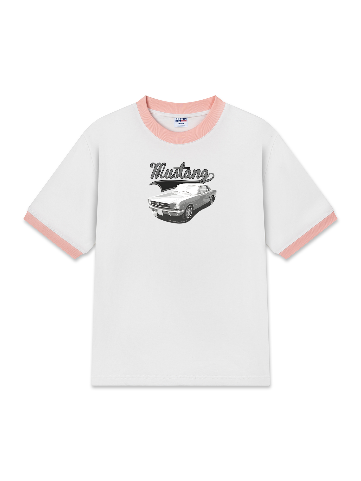 Áo Thun Ringer Relaxed Fit Mustang Vintage Black & White