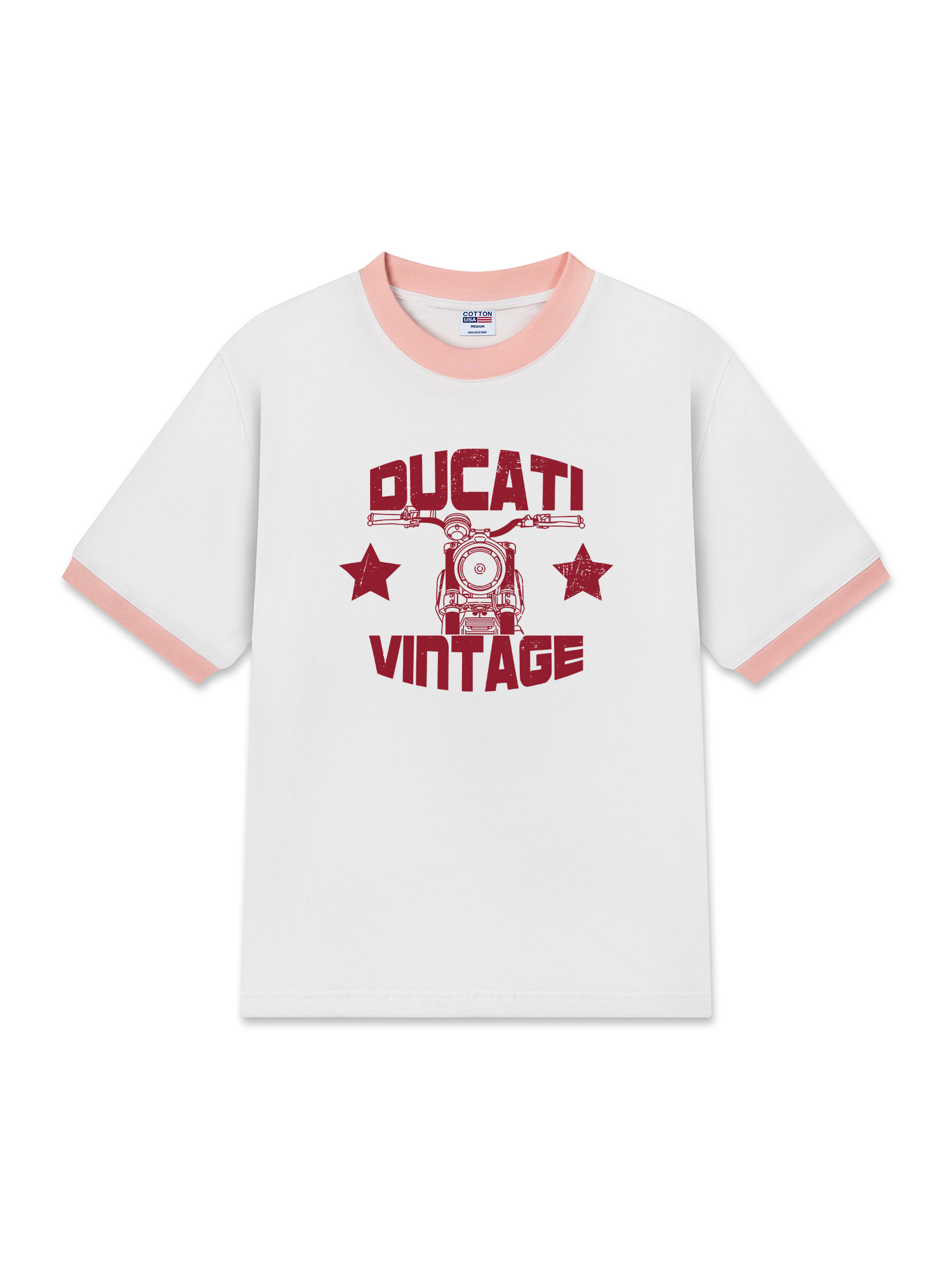 Áo Thun Ringer Cotton Cao Cấp Relaxed Fit Ducati Vintage