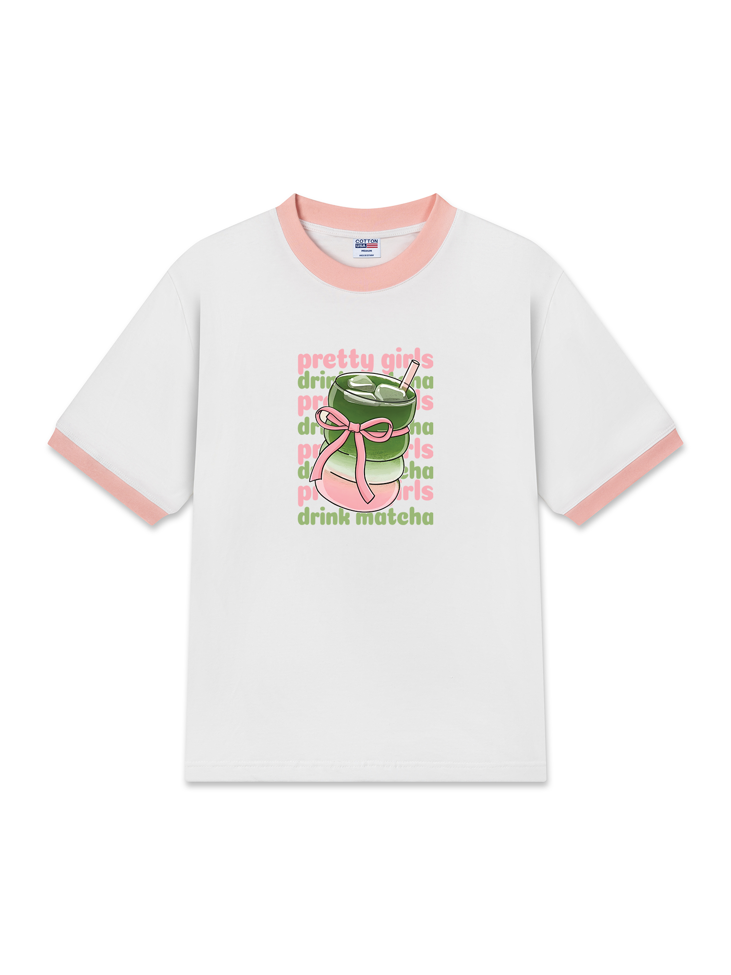 Áo Thun Ringer Relaxed Fit Pretty Girls Drink Matcha