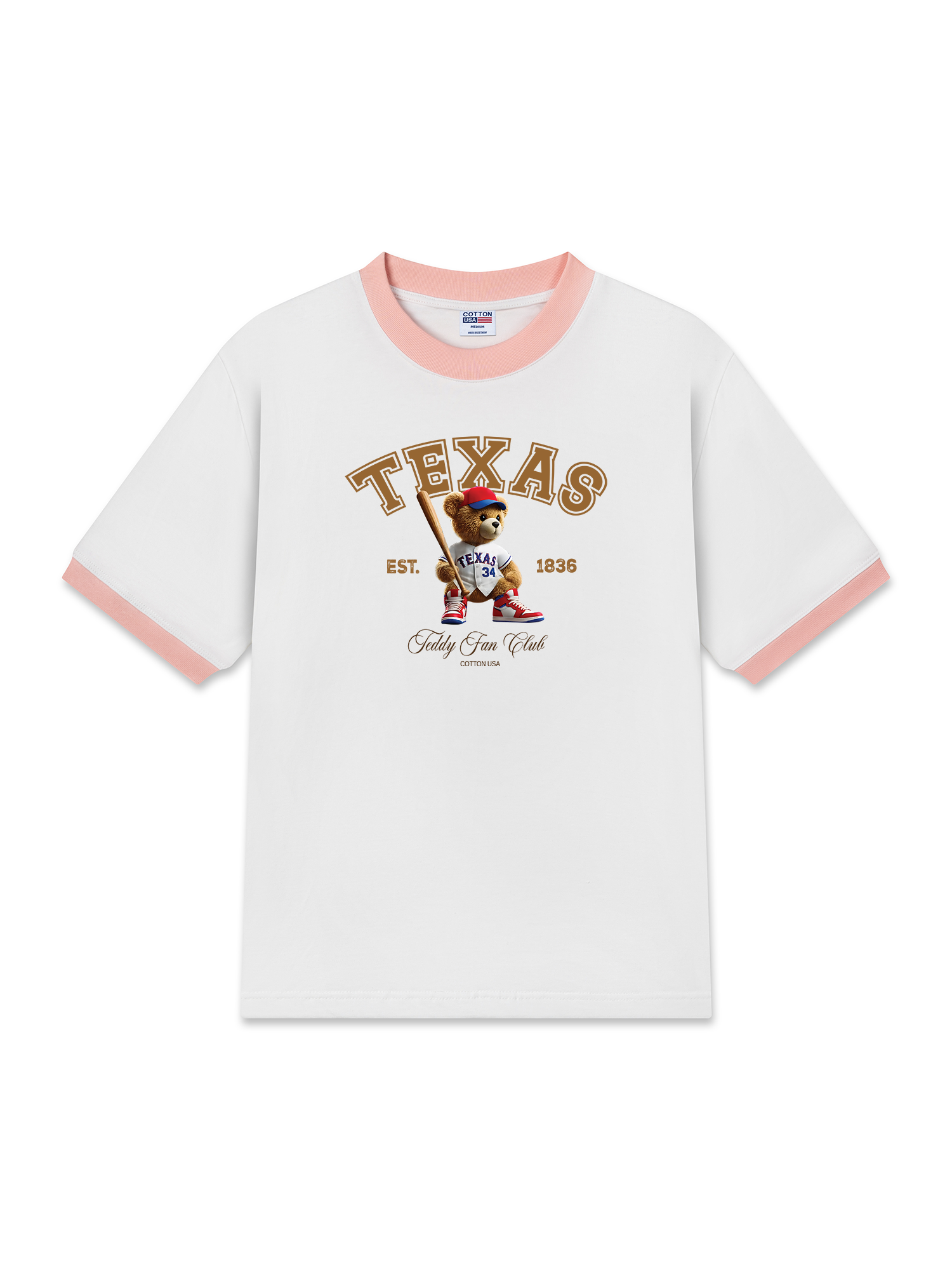 Áo Thun Ringer Relaxed Fit Baseball Texas Teddy Fan Club