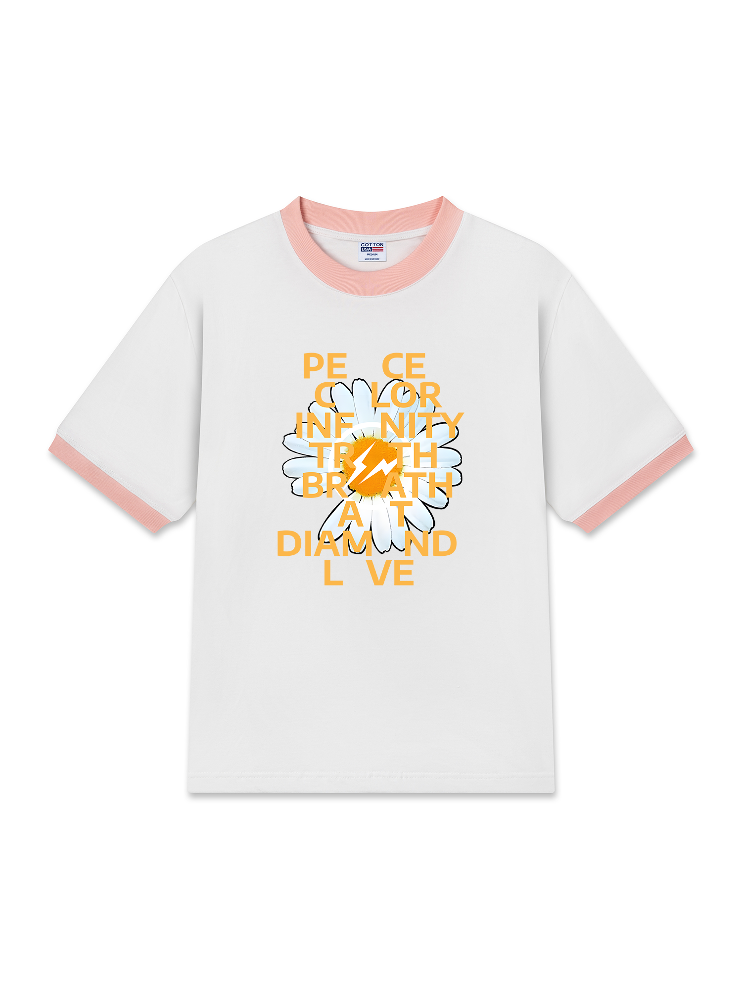 Áo Thun Ringer Relaxed Fit Floral Peace Color Love