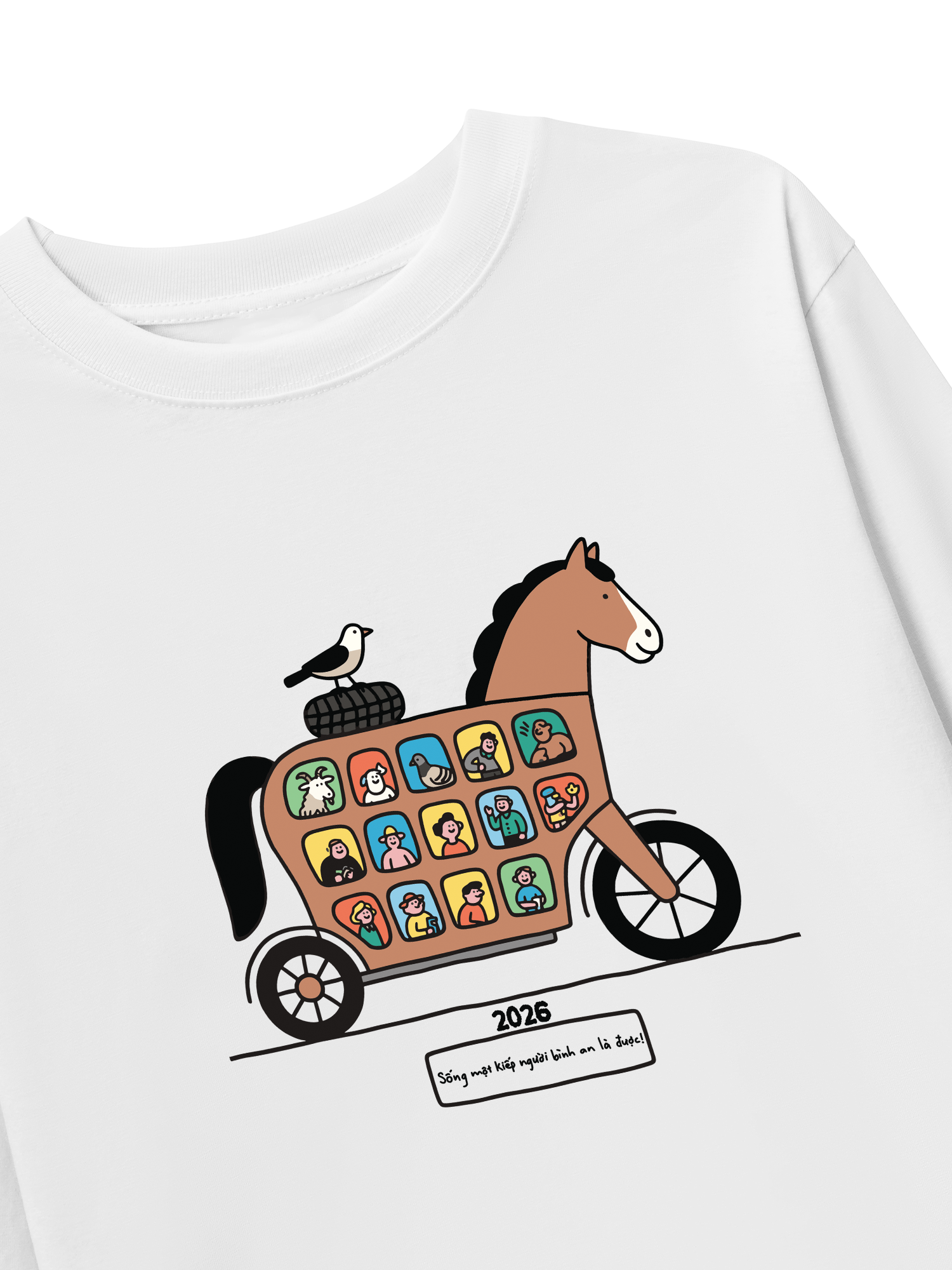 Áo Thun Dài Tay Tết Bính Ngọ - Sống Một Kiếp Người Bình An Là Được