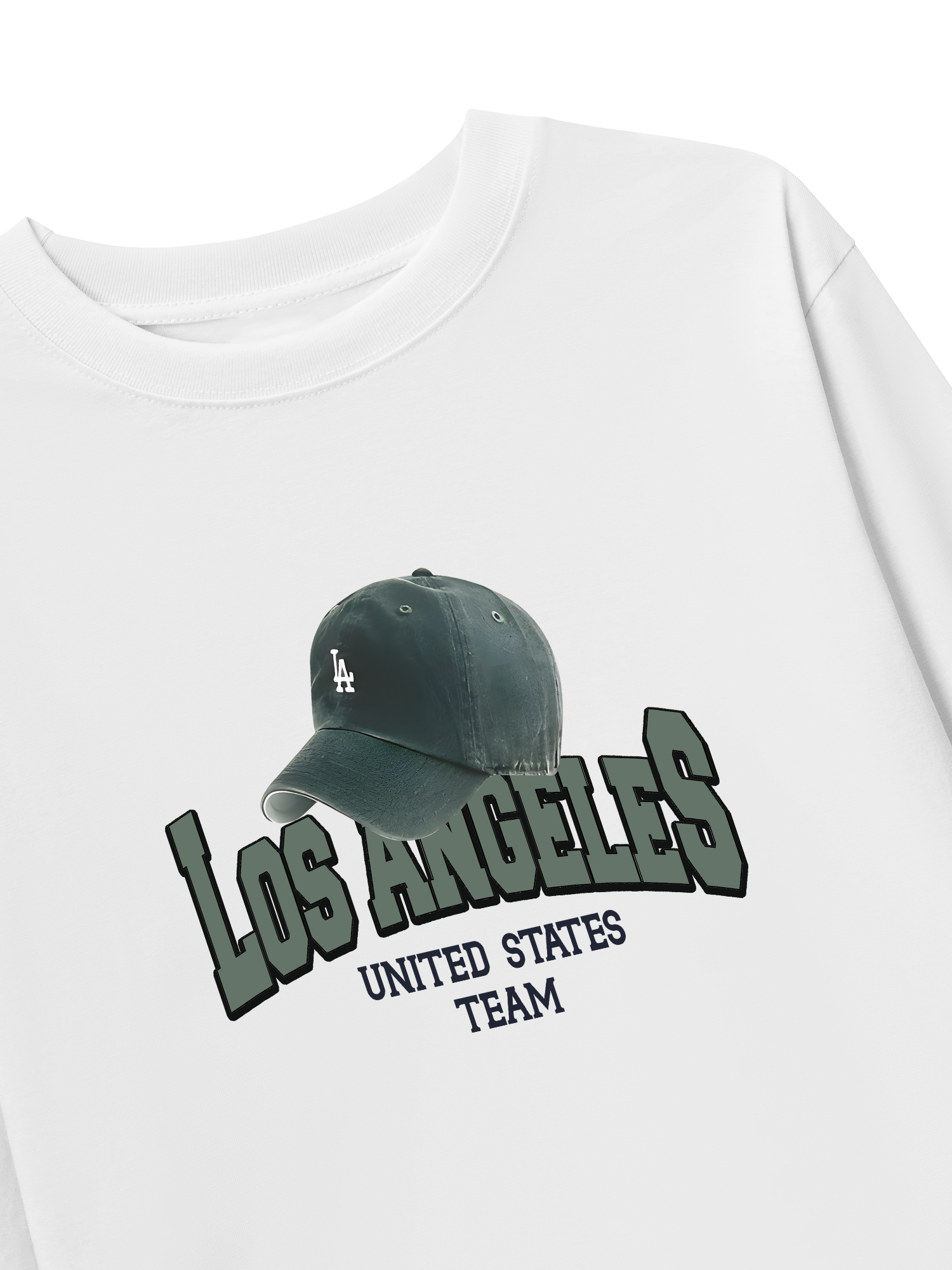 Áo Thun Dài Tay USA Los Ageles Green Hat