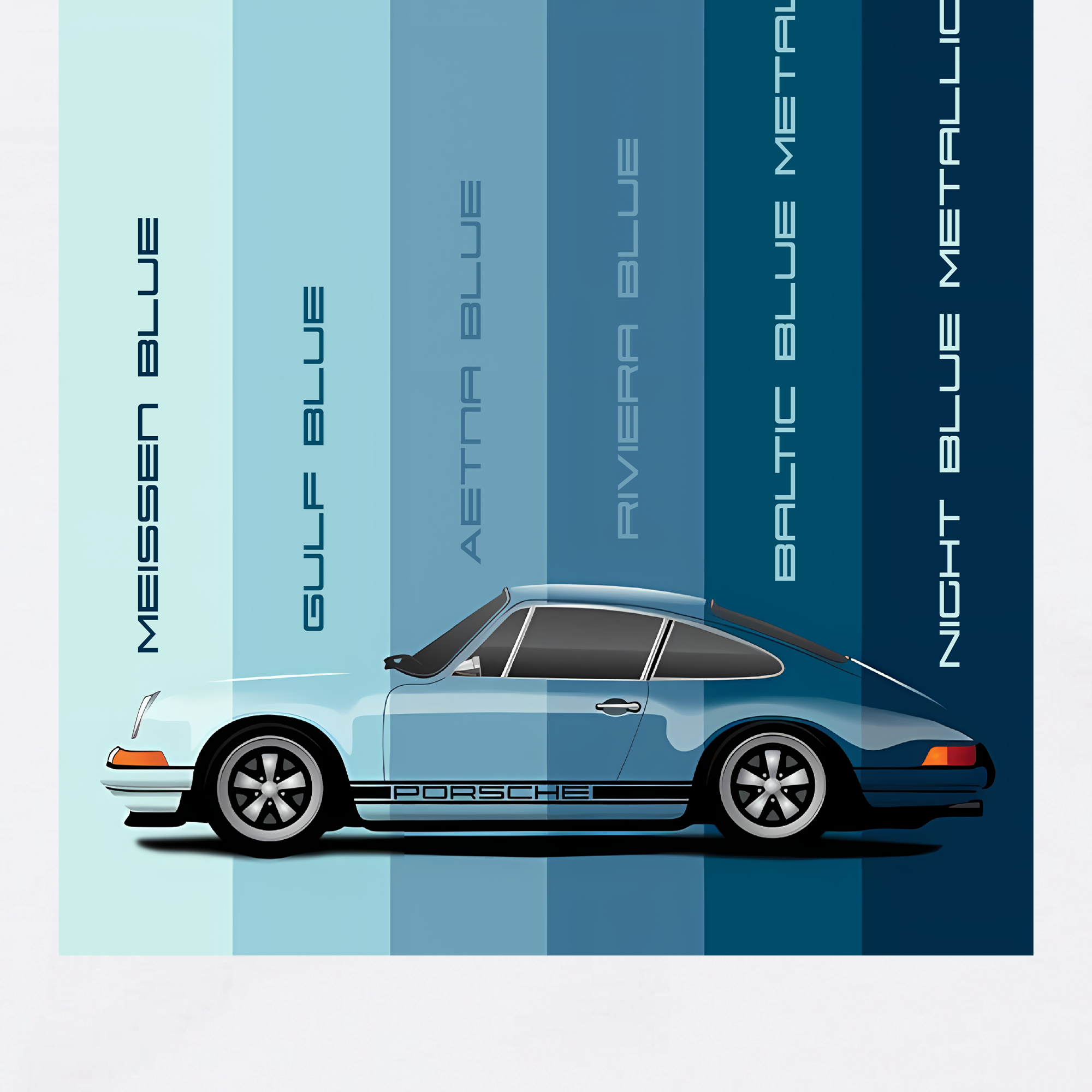 Áo Thun Oversize Porsche Blue Palettes