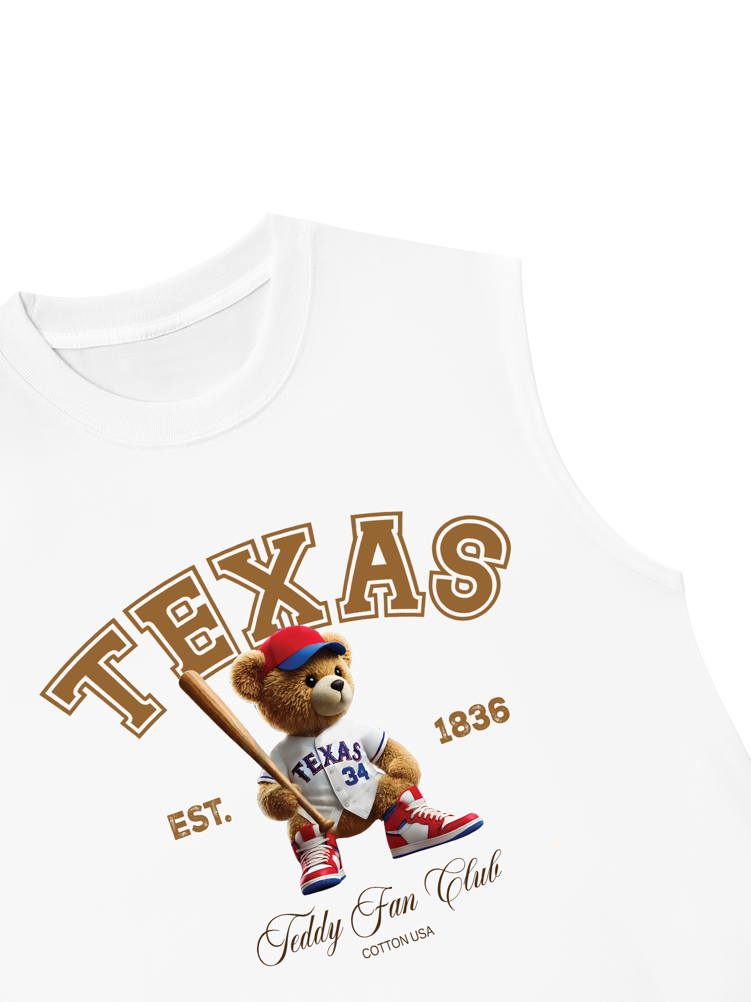 Áo Ba Lỗ Relaxed Fit Baseball Texas Teddy Fan Club
