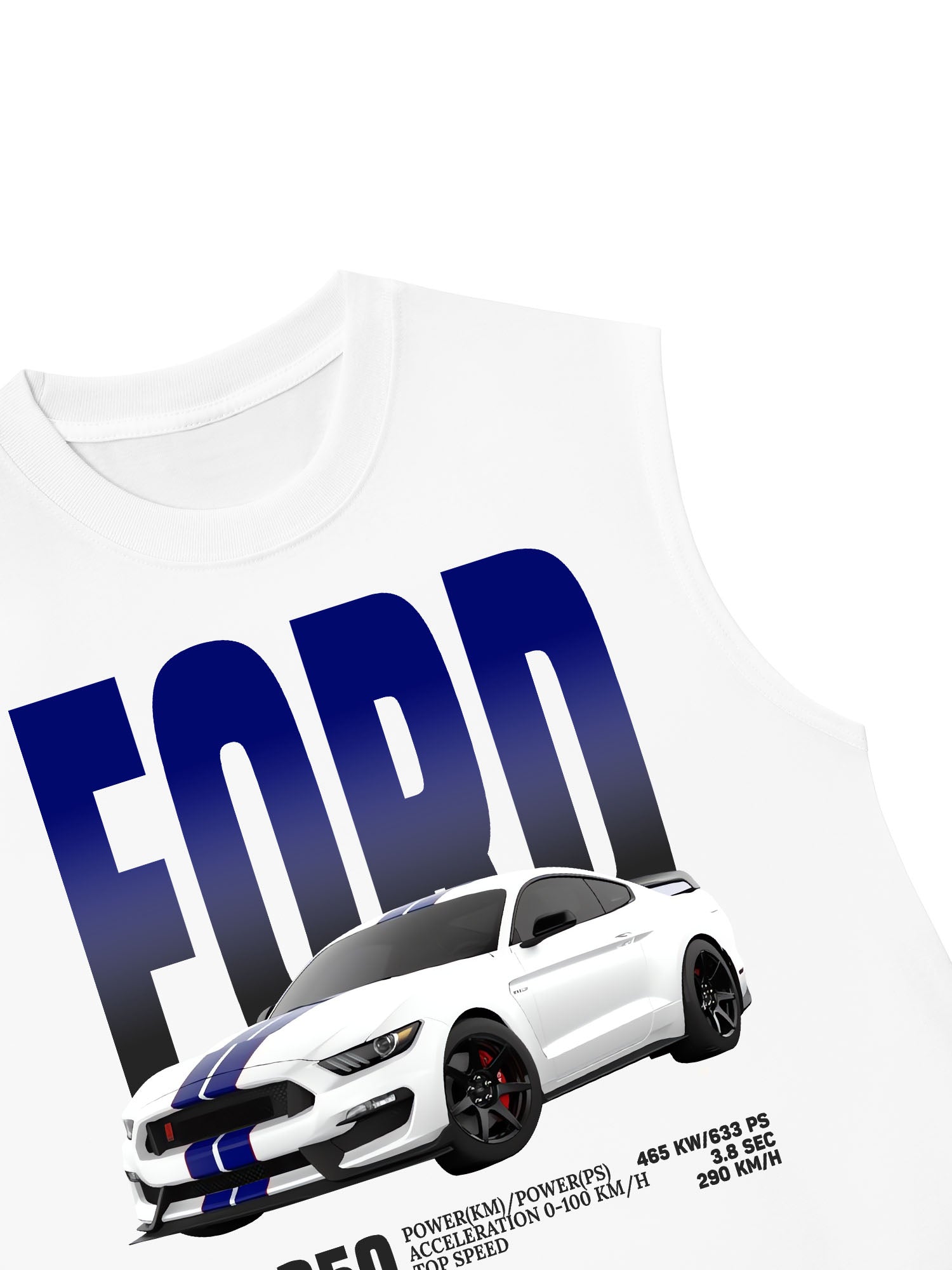 Áo Ba Lỗ Relaxed Fit Ford GT 350 White Blue