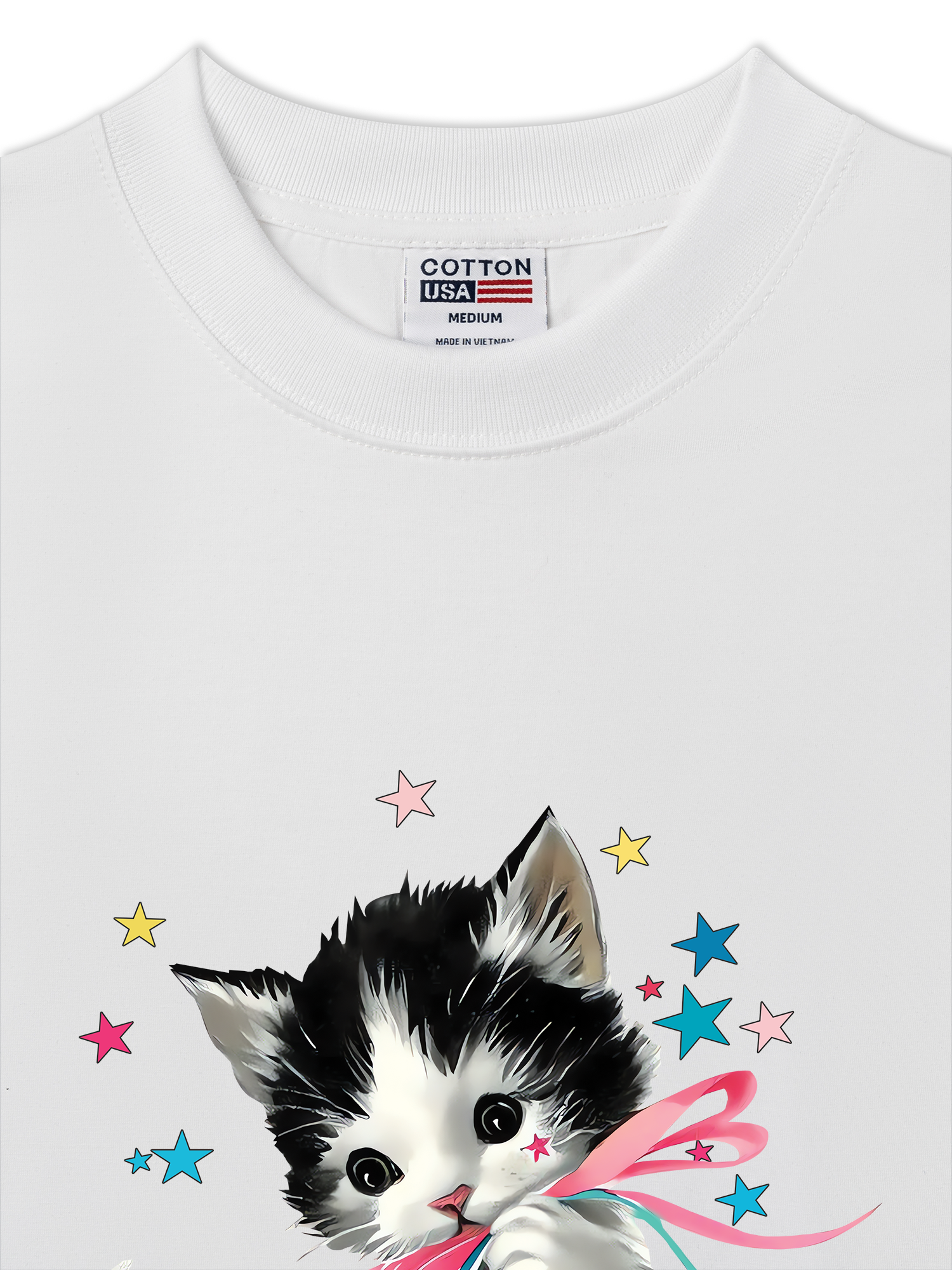 Áo Thun Relaxed Fit Soft Paw Cute Cat With Star