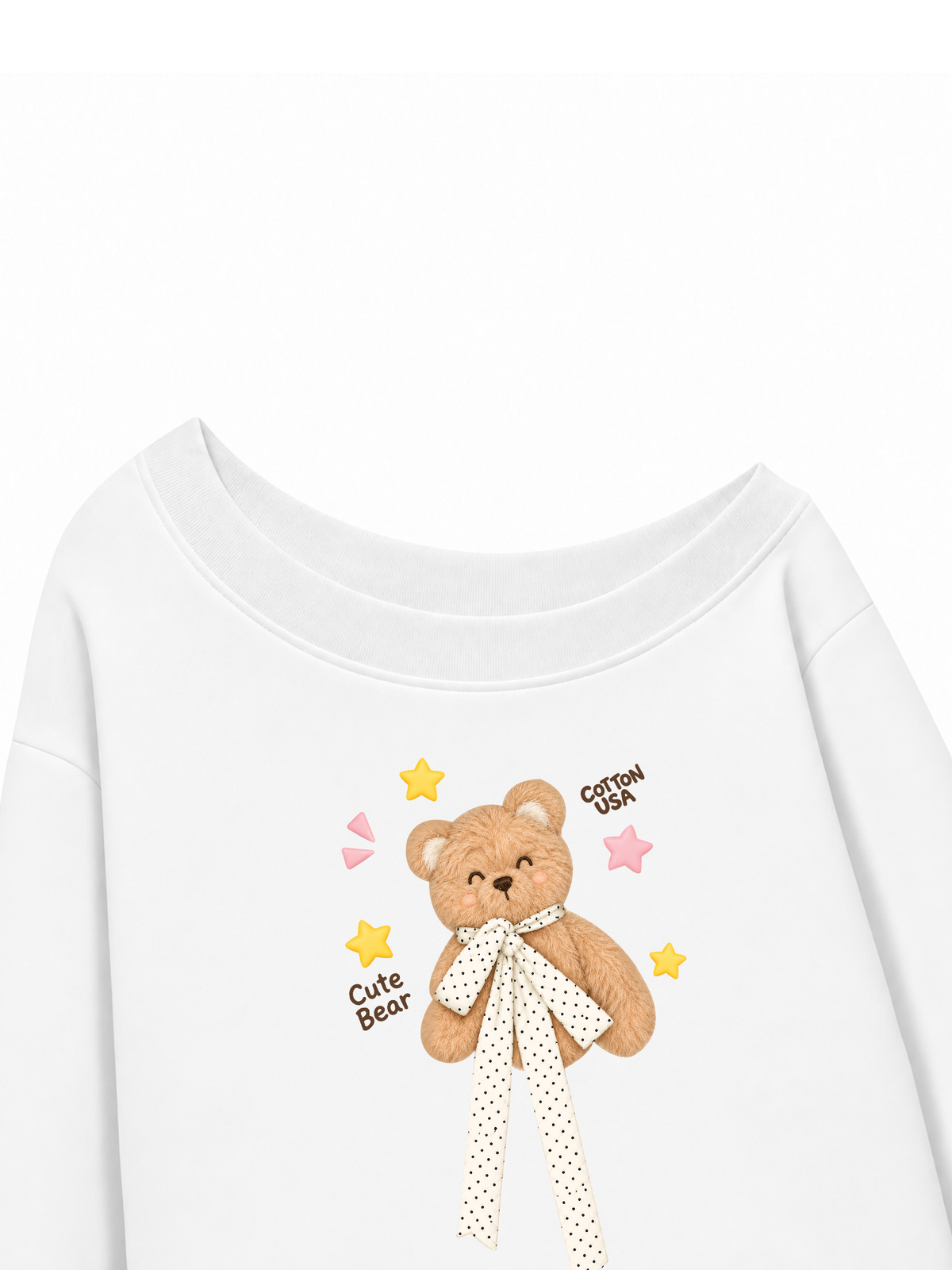 Áo Sweater Lệch Vai Nỉ Hai Da Cute Bear