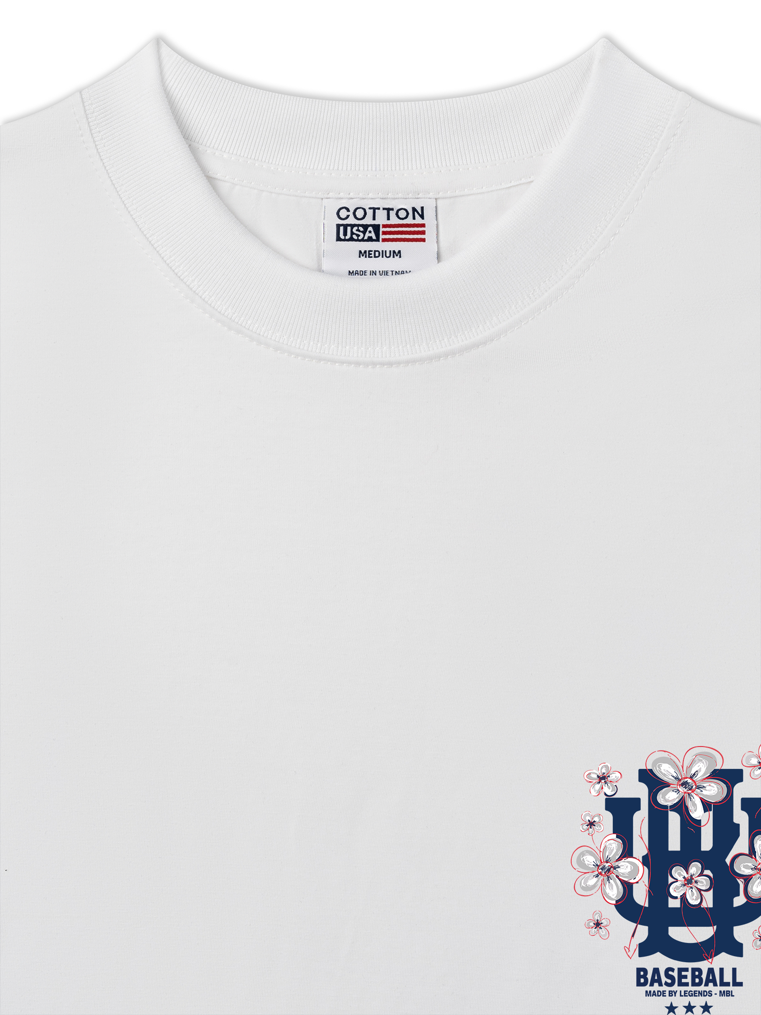 Áo Thun Relaxed Fit Master Baseball Blue White Flower