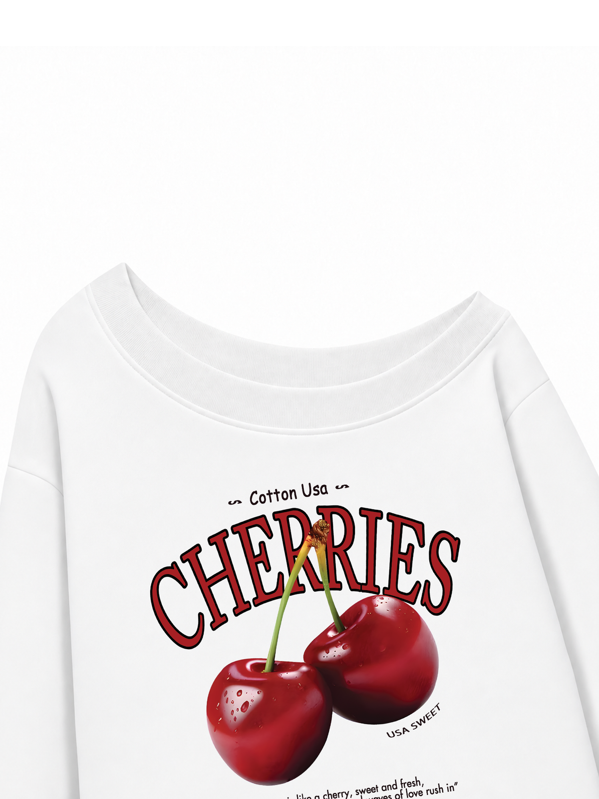 Áo Sweater Lệch Vai Nỉ Hai Da Tropical Cherries Sweet