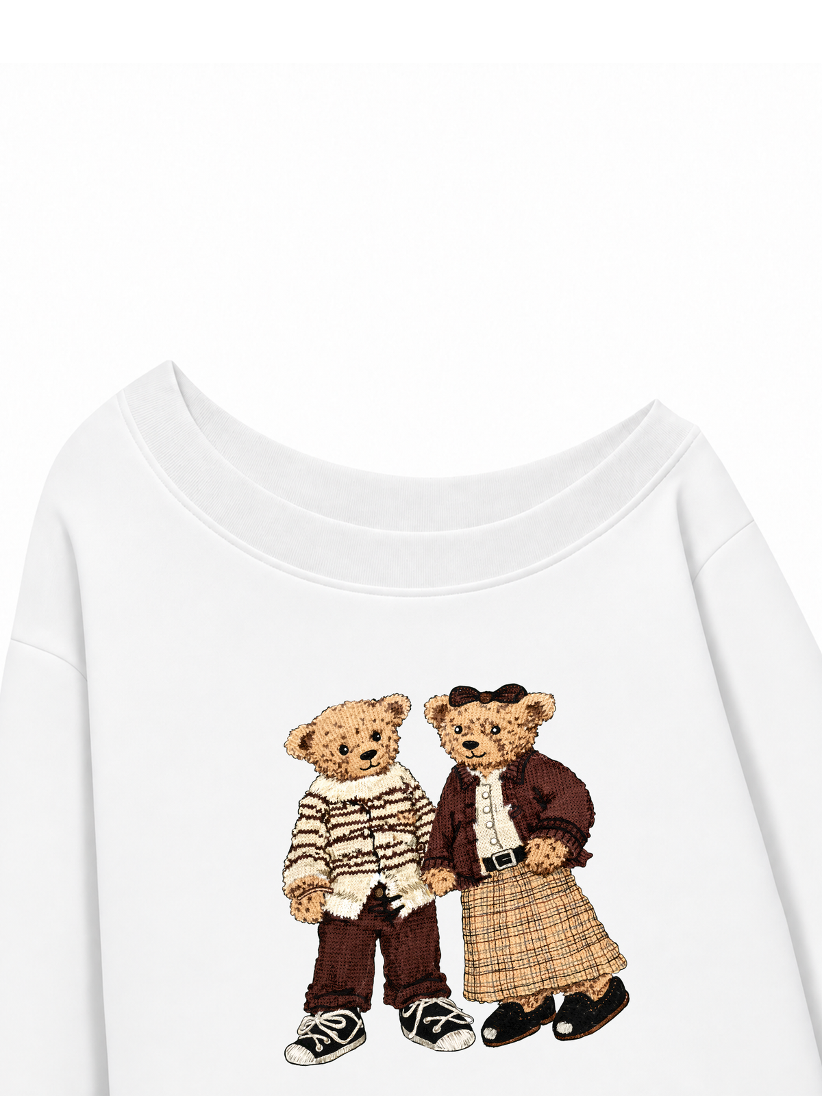 Áo Sweater Lệch Vai Nỉ Hai Da  Couple Bear