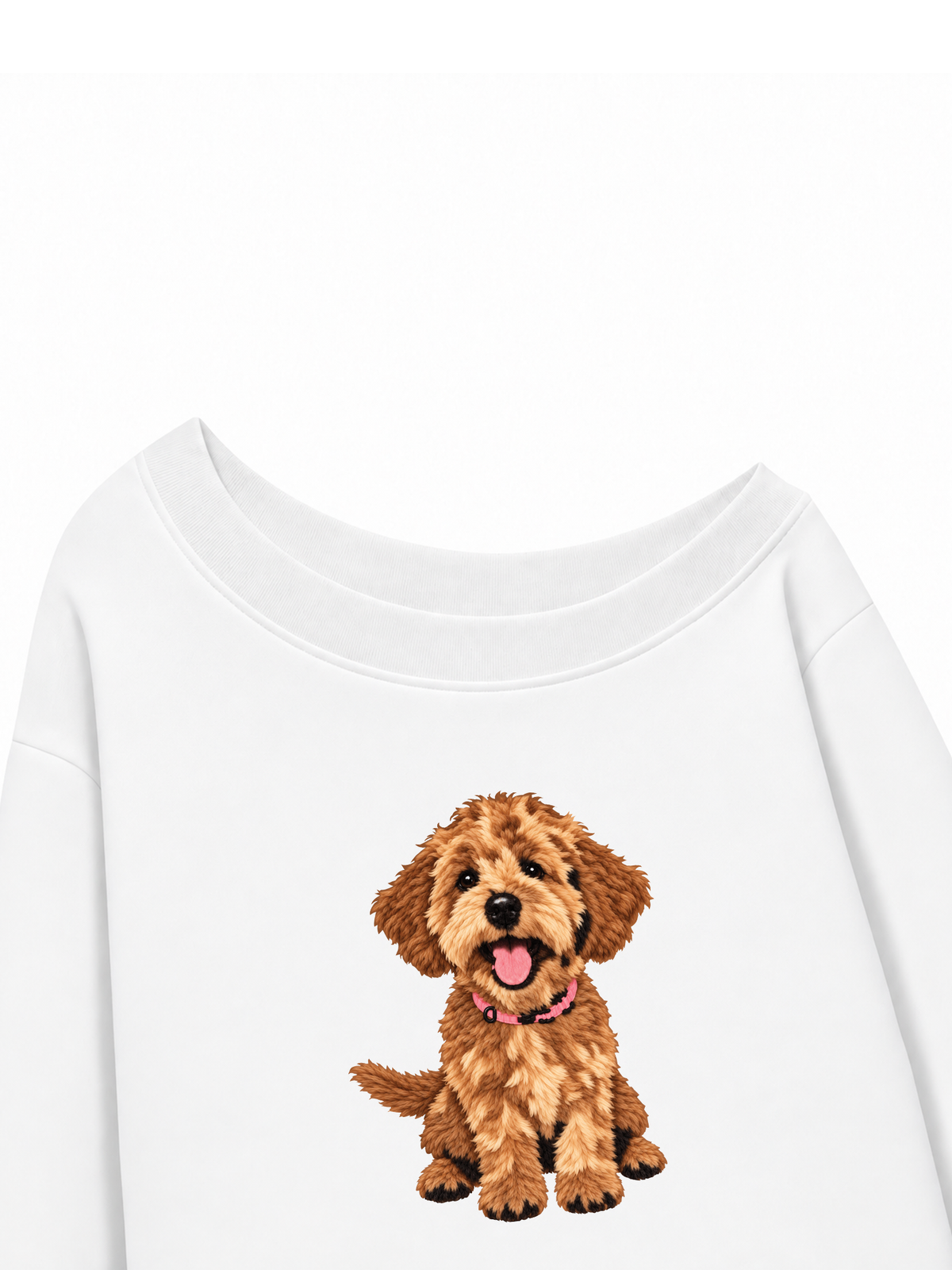 Áo Sweater Lệch Vai Nỉ Hai Da  Cute Brown Puppy