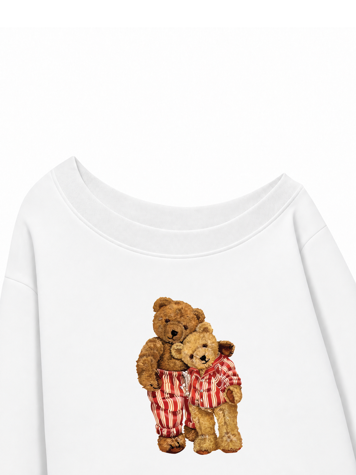 Áo Sweater Lệch Vai Nỉ Hai Da Couple Bear Go To Bed