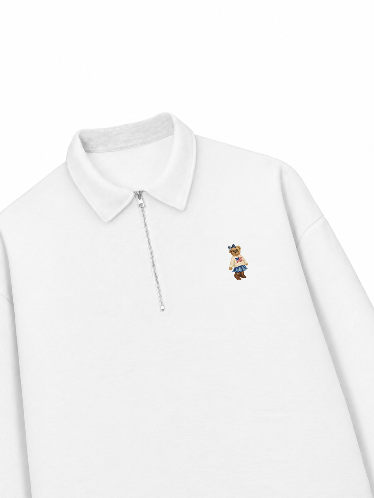 Áo Sweater Polo Nỉ Hai Da Soft Girl Bear