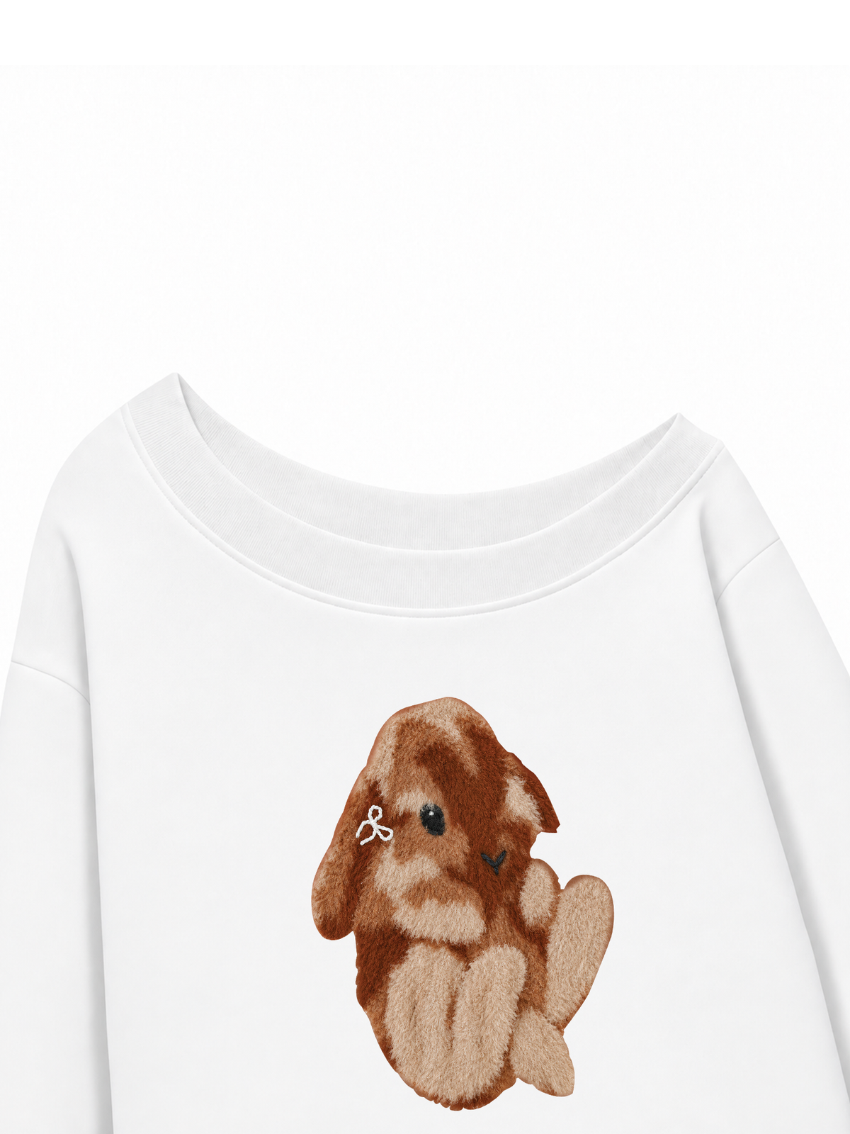 Áo Sweater Lệch Vai Nỉ Hai Da  Cute Bunny