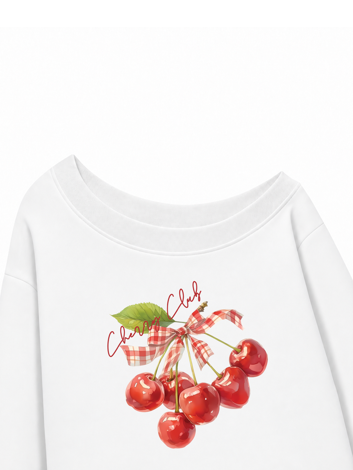 Áo Sweater Lệch Vai Nỉ Hai Da Cherry Red Cherry Club