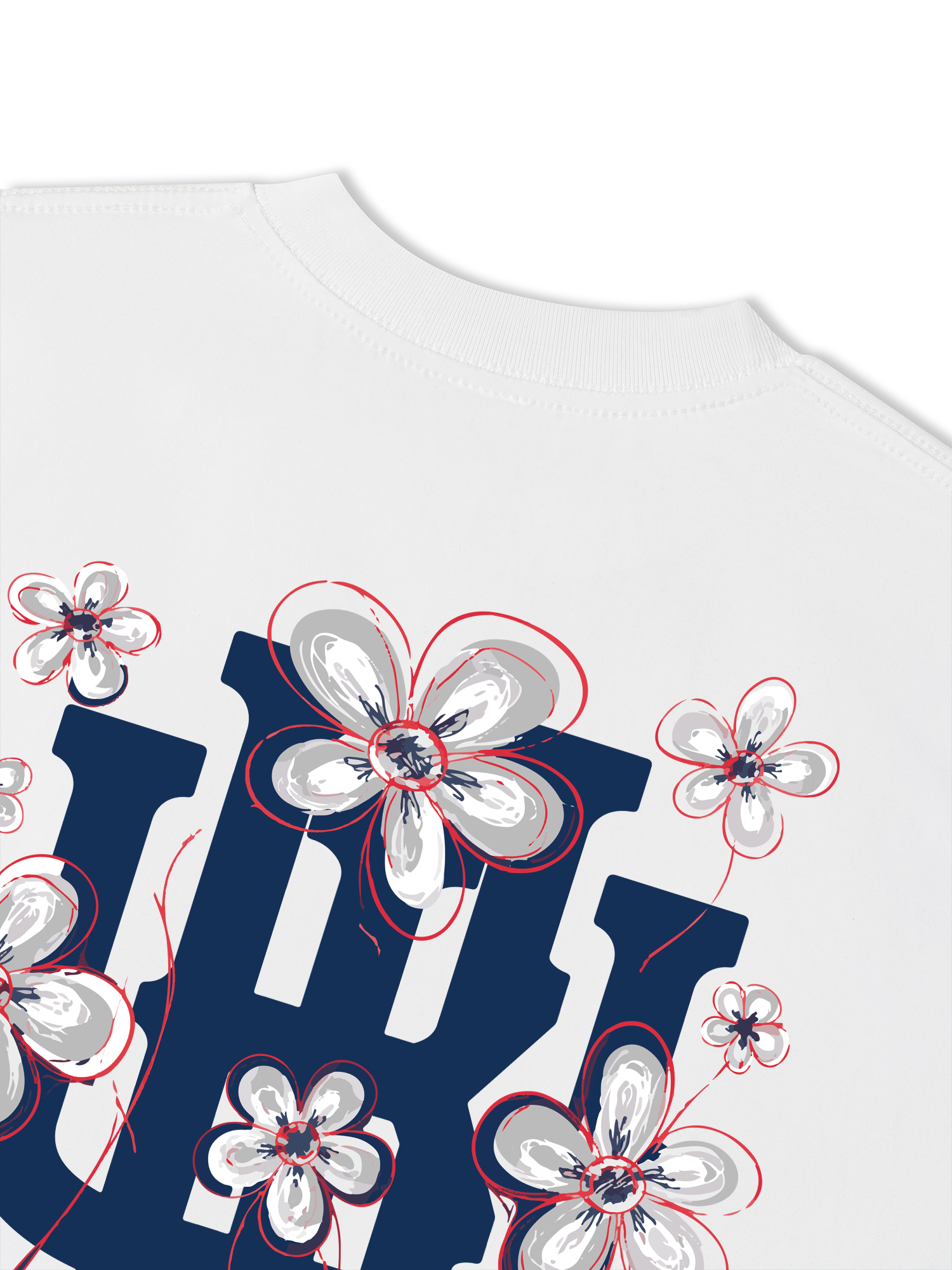 Áo Thun Relaxed Fit Master Baseball Blue White Flower
