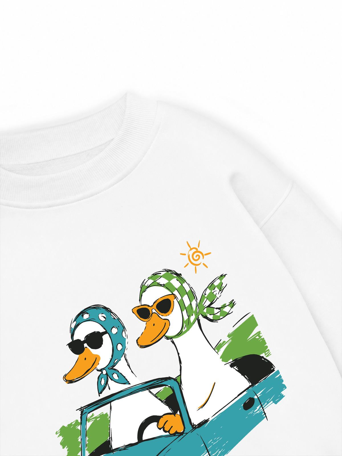 Áo Sweater Nỉ Hai Da Farm Duck Driving