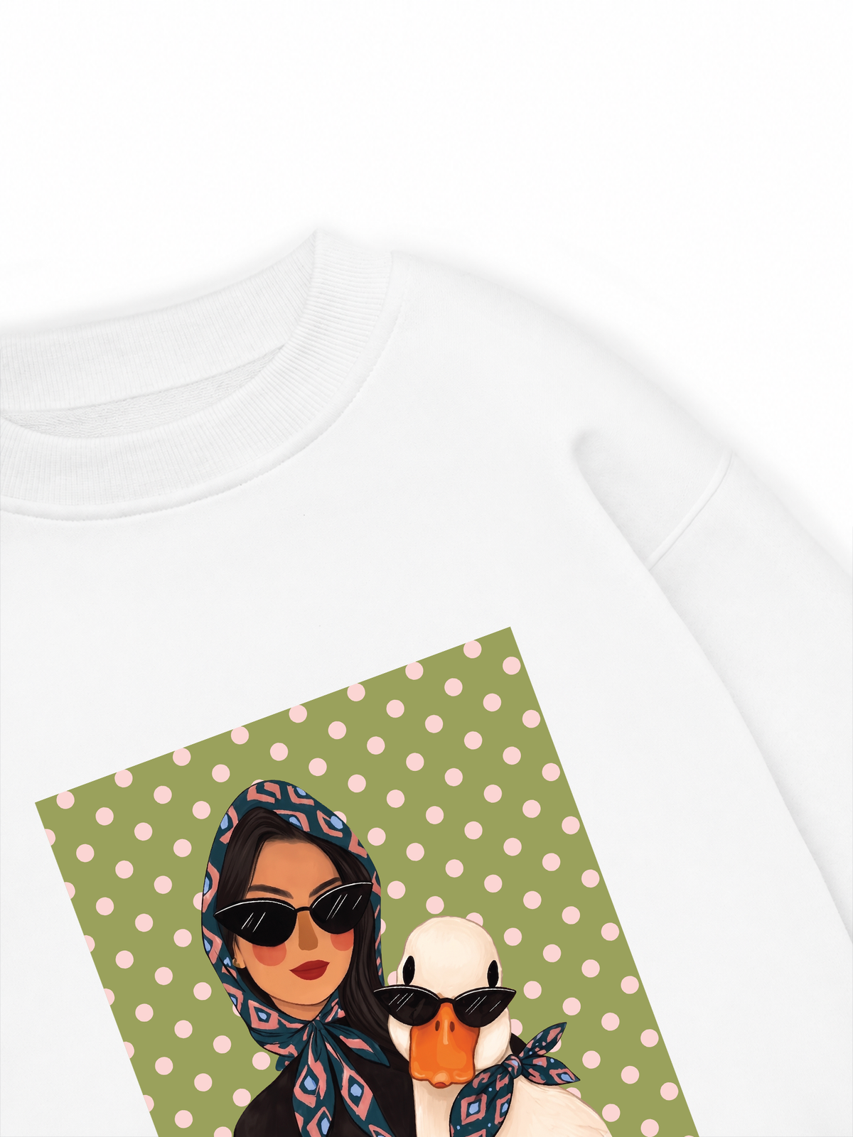 Áo Sweater Nỉ Hai Da Farm Cool Polka Dot Duck