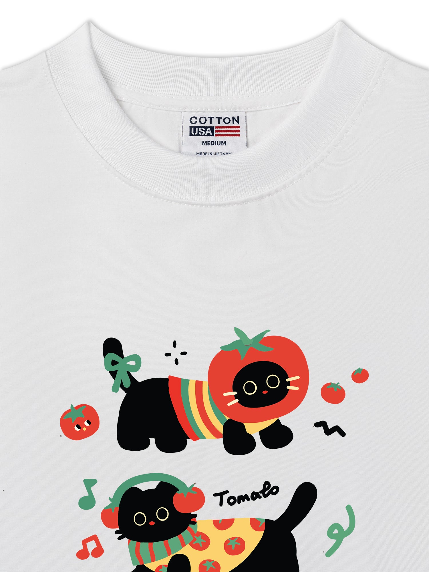Áo Thun Relaxed Fit Winter Cute Black Cat
