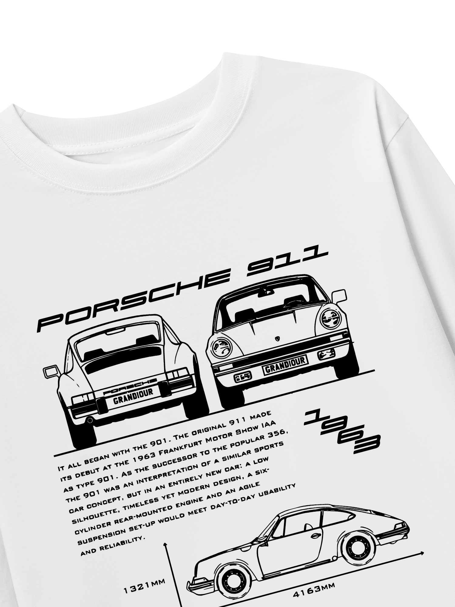 Áo Thun Dài Tay Porsche 911 Blueprint