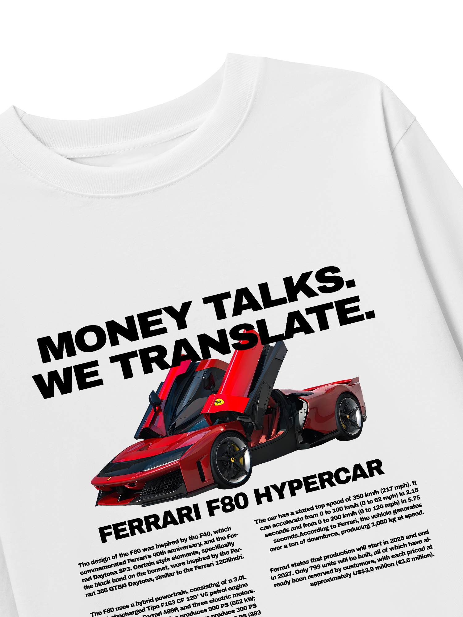 Áo Thun Dài Tay Ferrari Money Talks We Translate