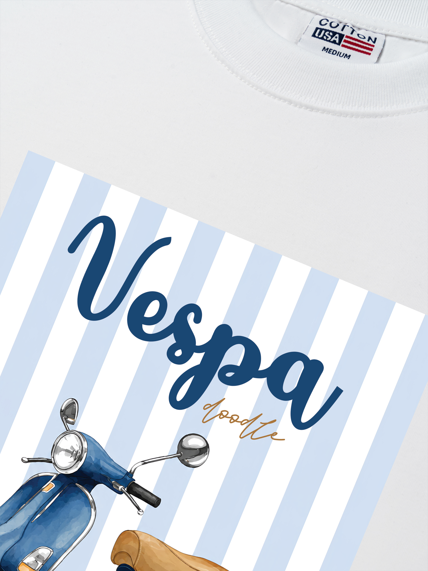 Áo Thun Relaxed Fit Motobike Vespa Doodle