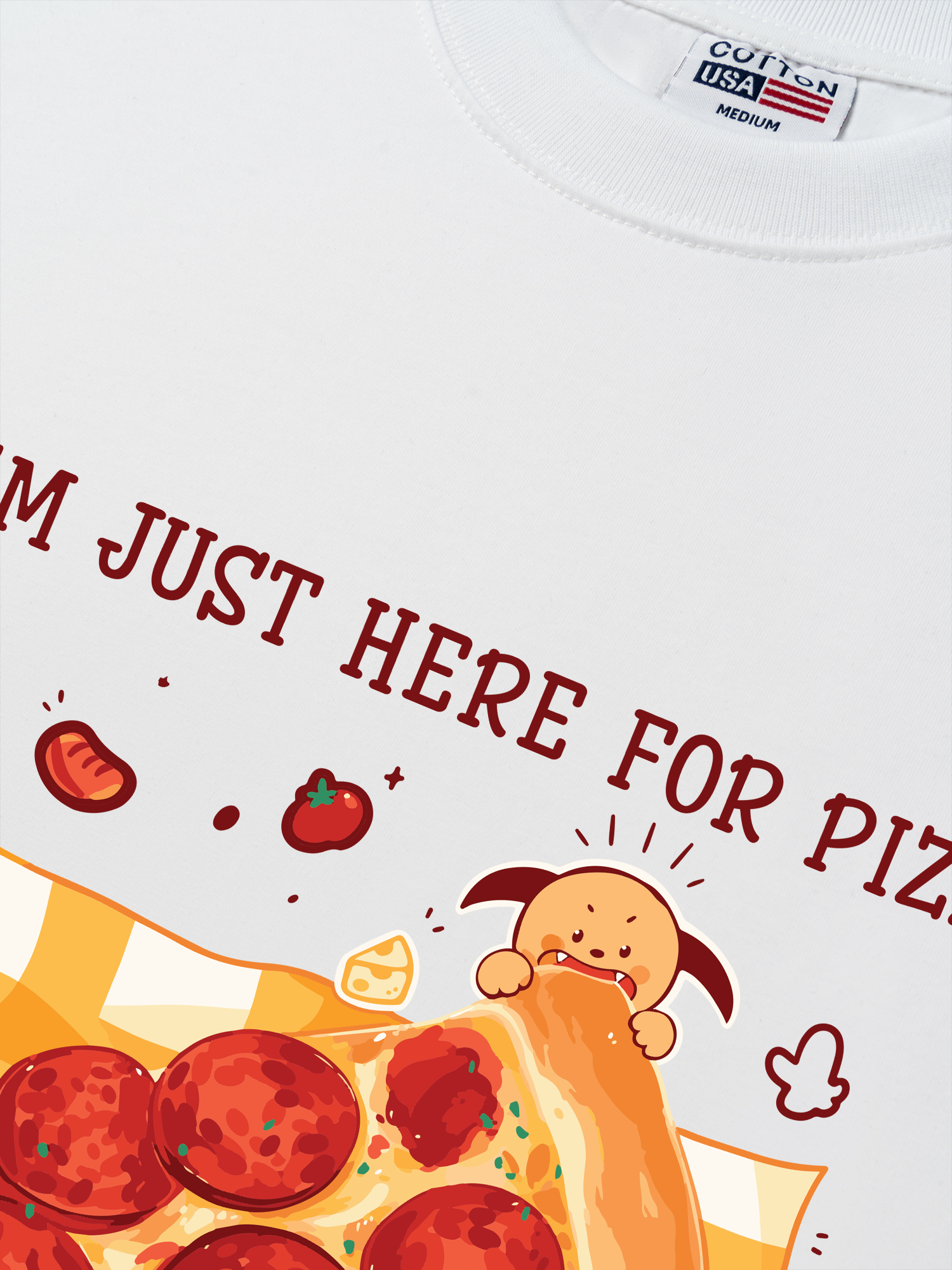 Áo Thun Relaxed Fit Yummy Mood I Just Here For Pizza