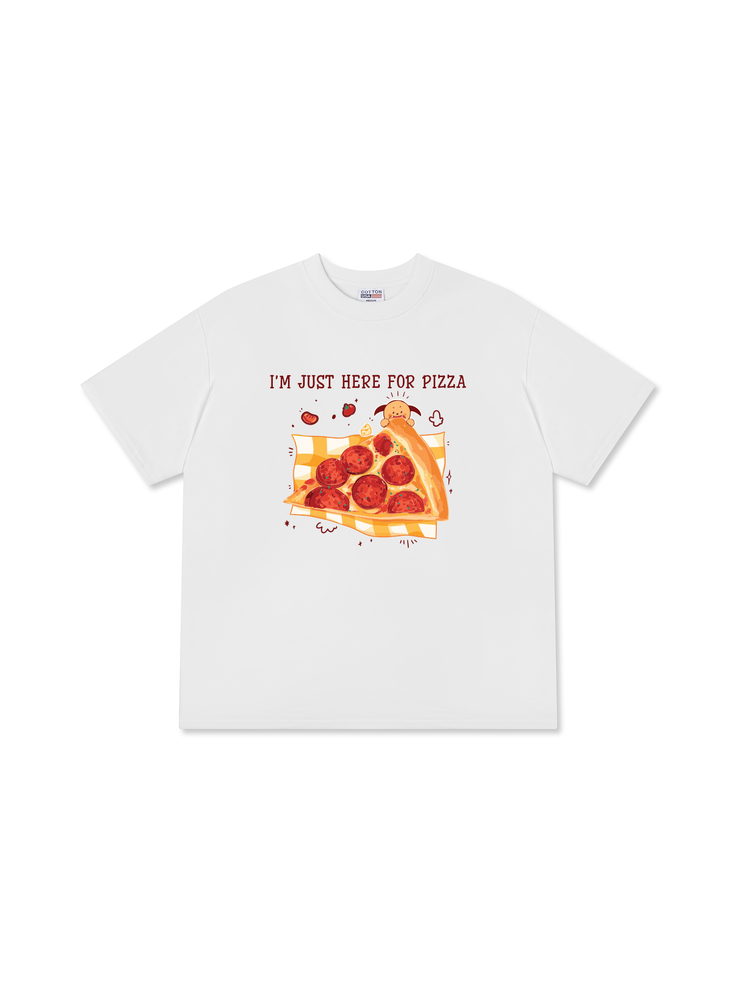 Áo Thun Relaxed Fit Yummy Mood I Just Here For Pizza