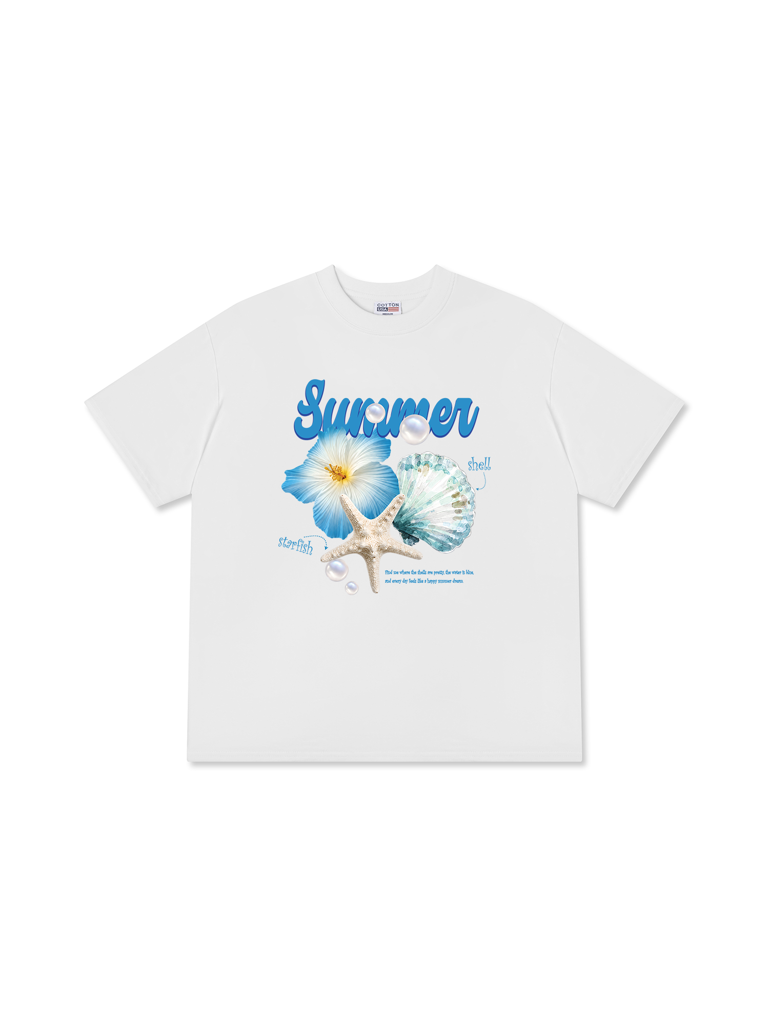 Áo Thun Relaxed Fit Tshirt Tropical Summer, Shell, Starfish