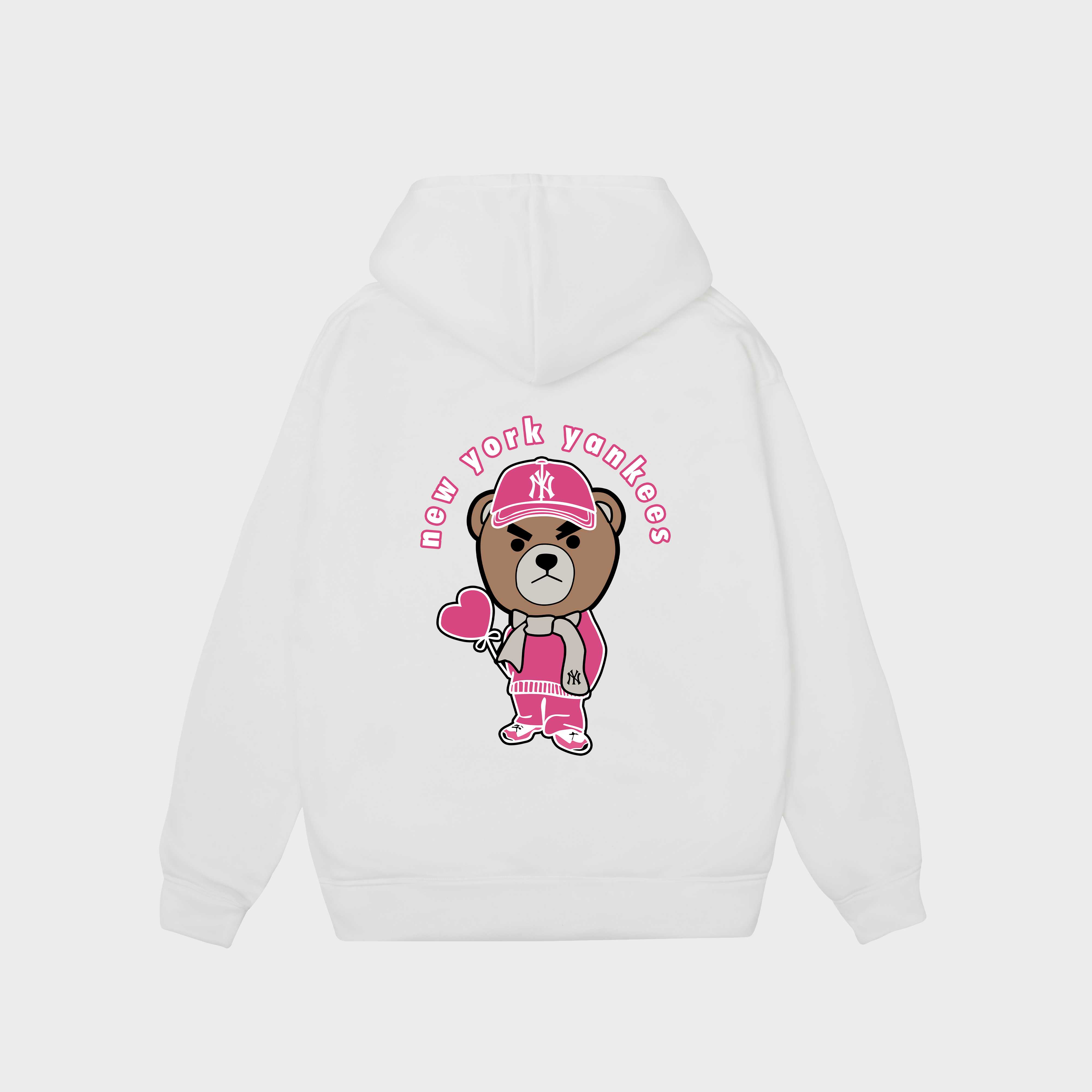 MLB New York Yankees Bear Heart Pink Hoodie