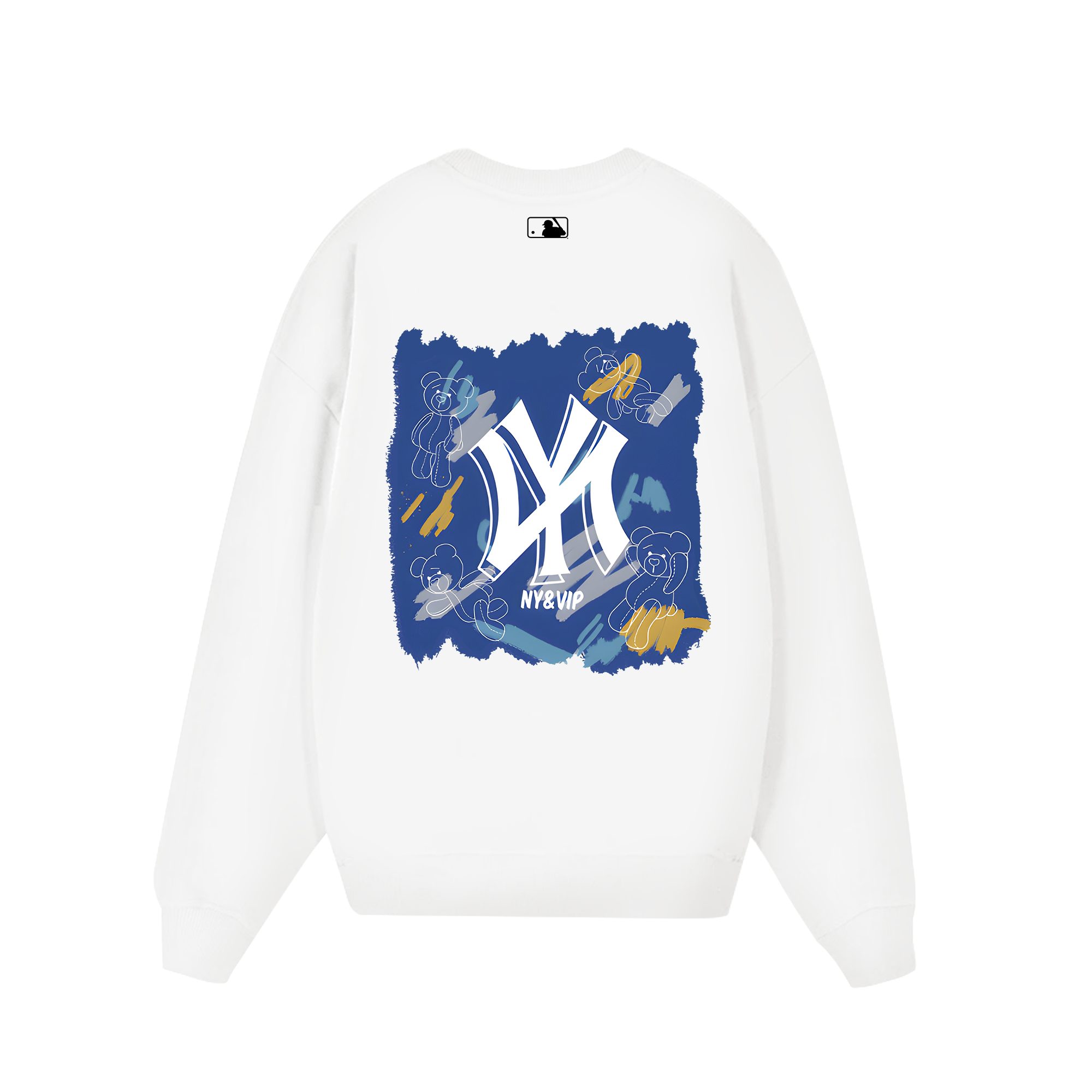 MLB Floral Teddy Bear Bleached Color Sweater