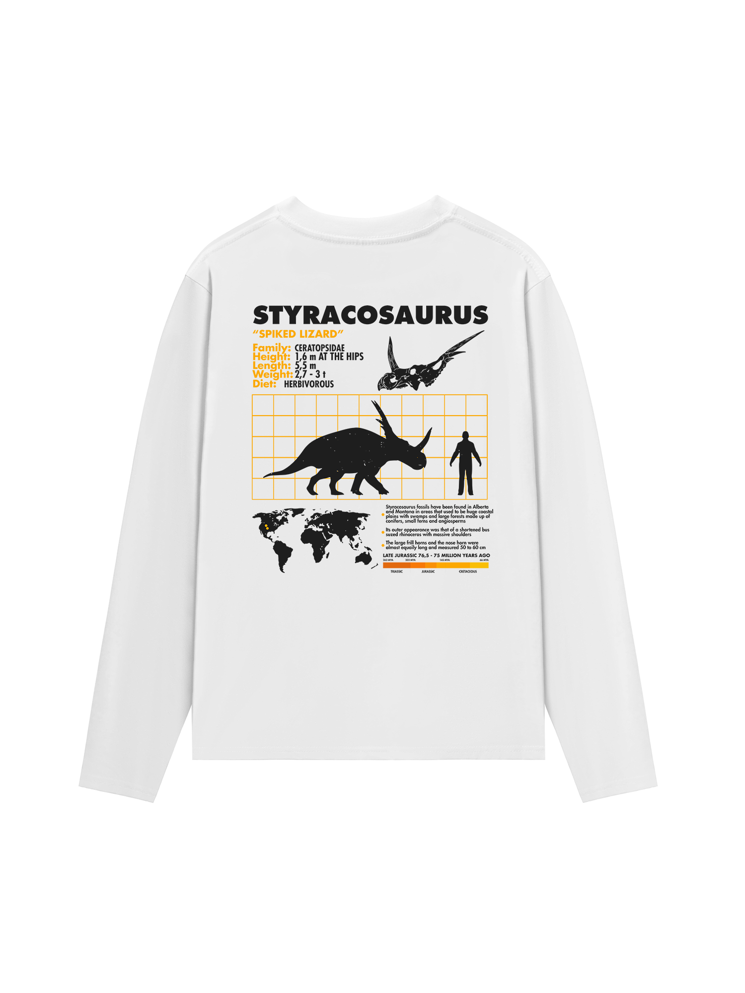 Áo Thun Dài Tay Wild Life Analysis Table Styracosaurus