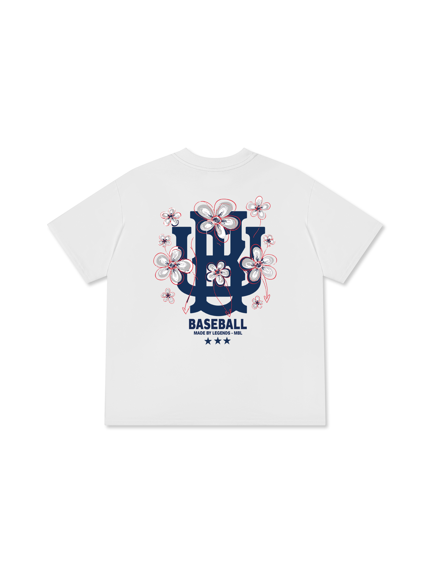 Áo Thun Relaxed Fit Master Baseball Blue White Flower