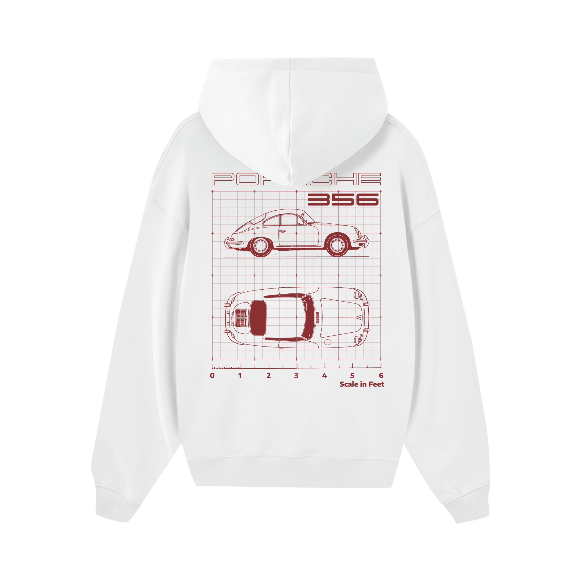 Porsche 356 Scale In Feet Hoodie