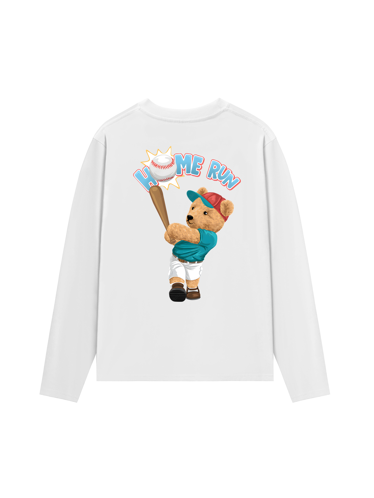Áo Thun Dài Tay Baseball Home Run Teddy Bear
