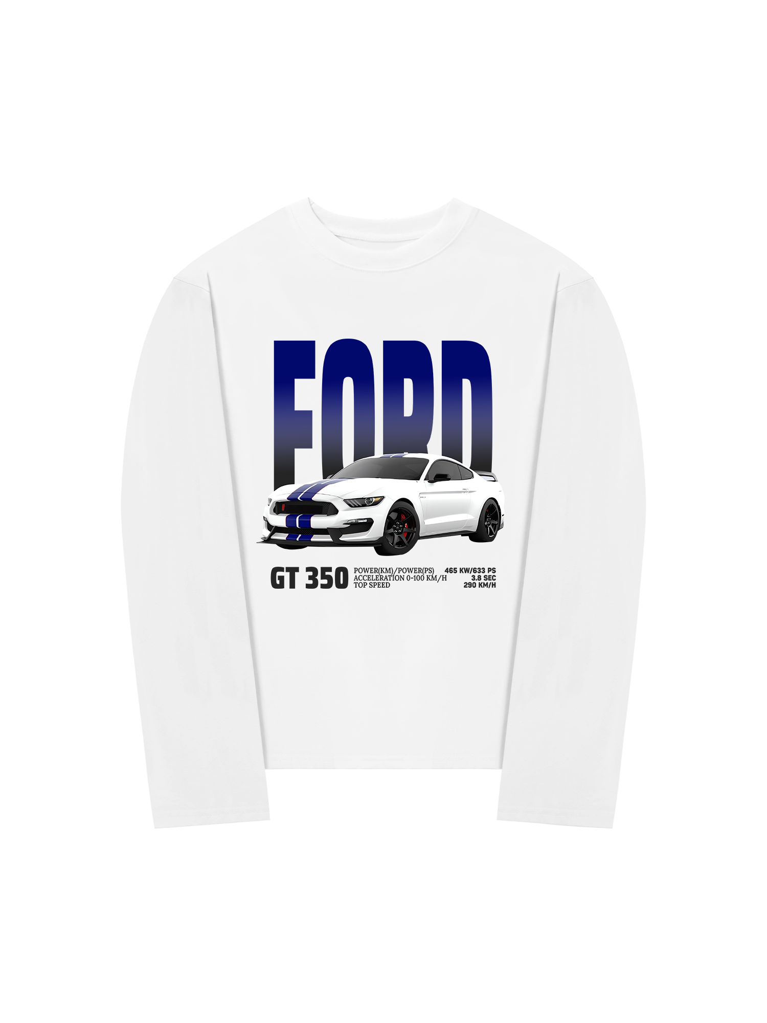 Áo Thun Dài Tay Ford GT 350 White Blue