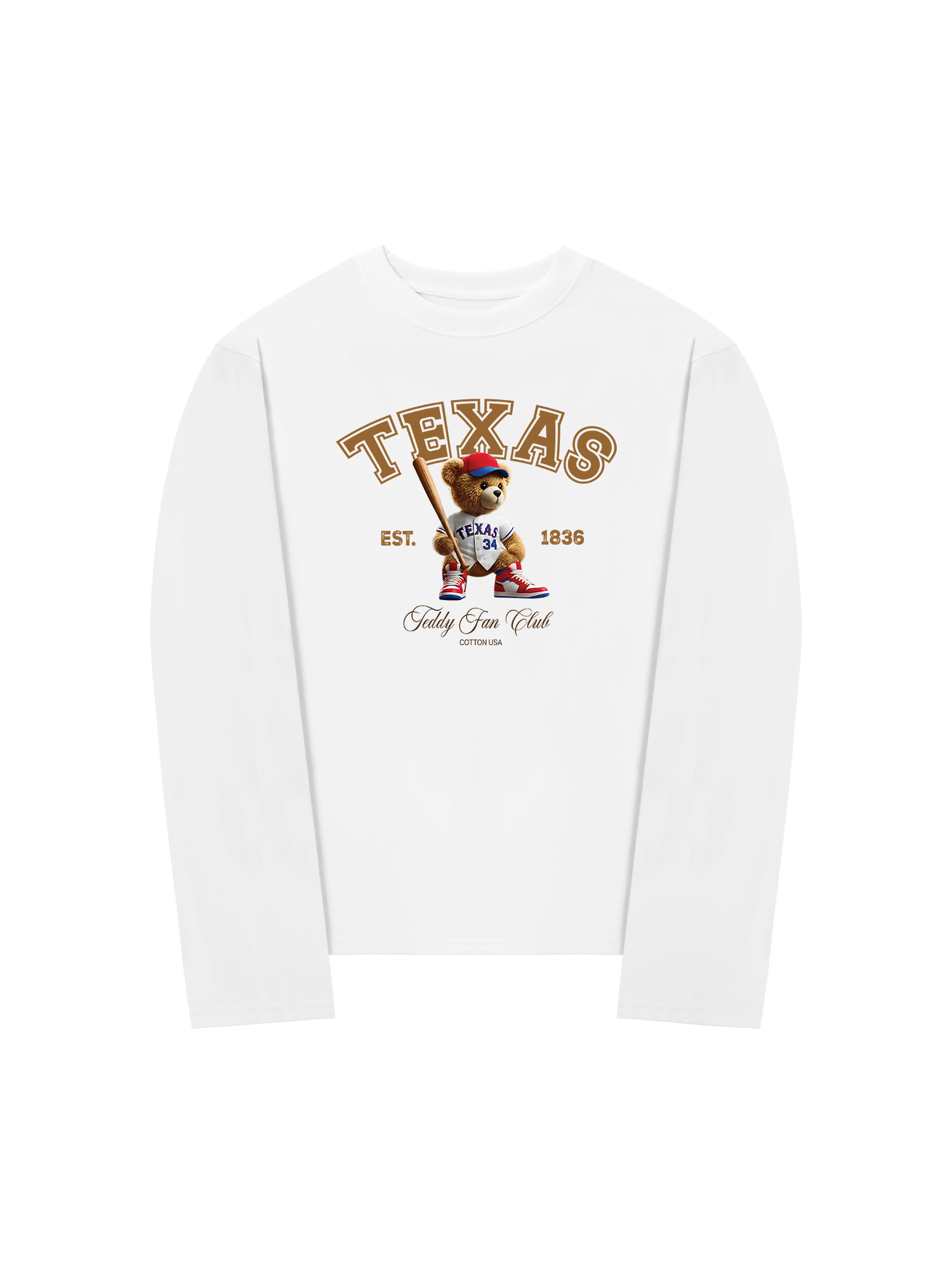 Áo Thun Dài Tay Baseball Texas Teddy Fan Club