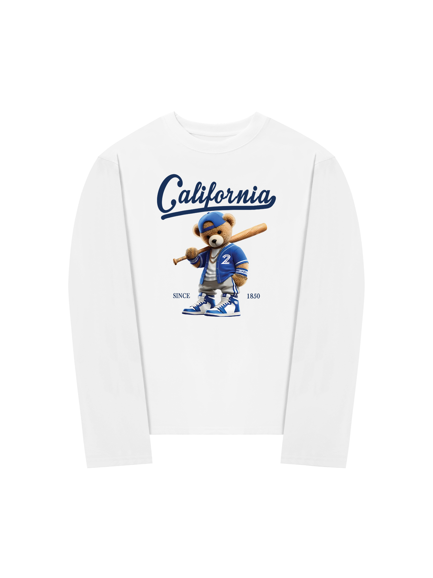 Áo Thun Dài Tay Baseball California Blue Teddy