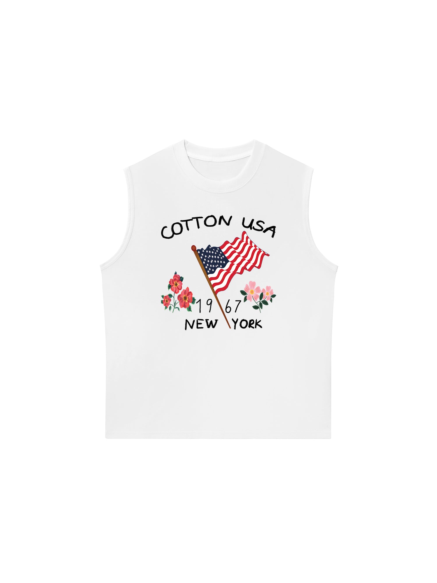 Áo Ba Lỗ Relaxed Fit USA Floral Cotton Usa