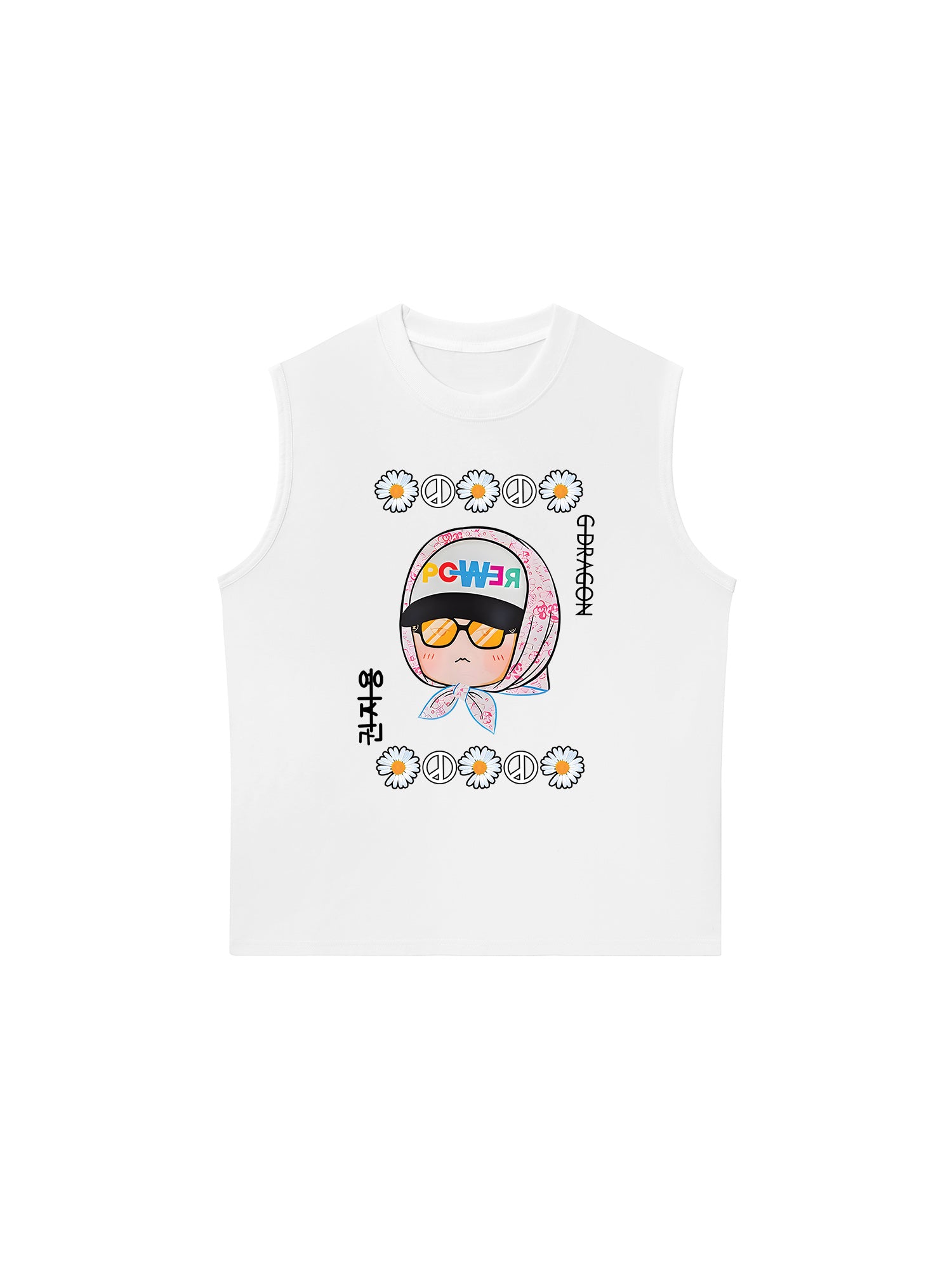 Áo Ba Lỗ Relaxed Fit Floral With GD Chibi Daisy Flower