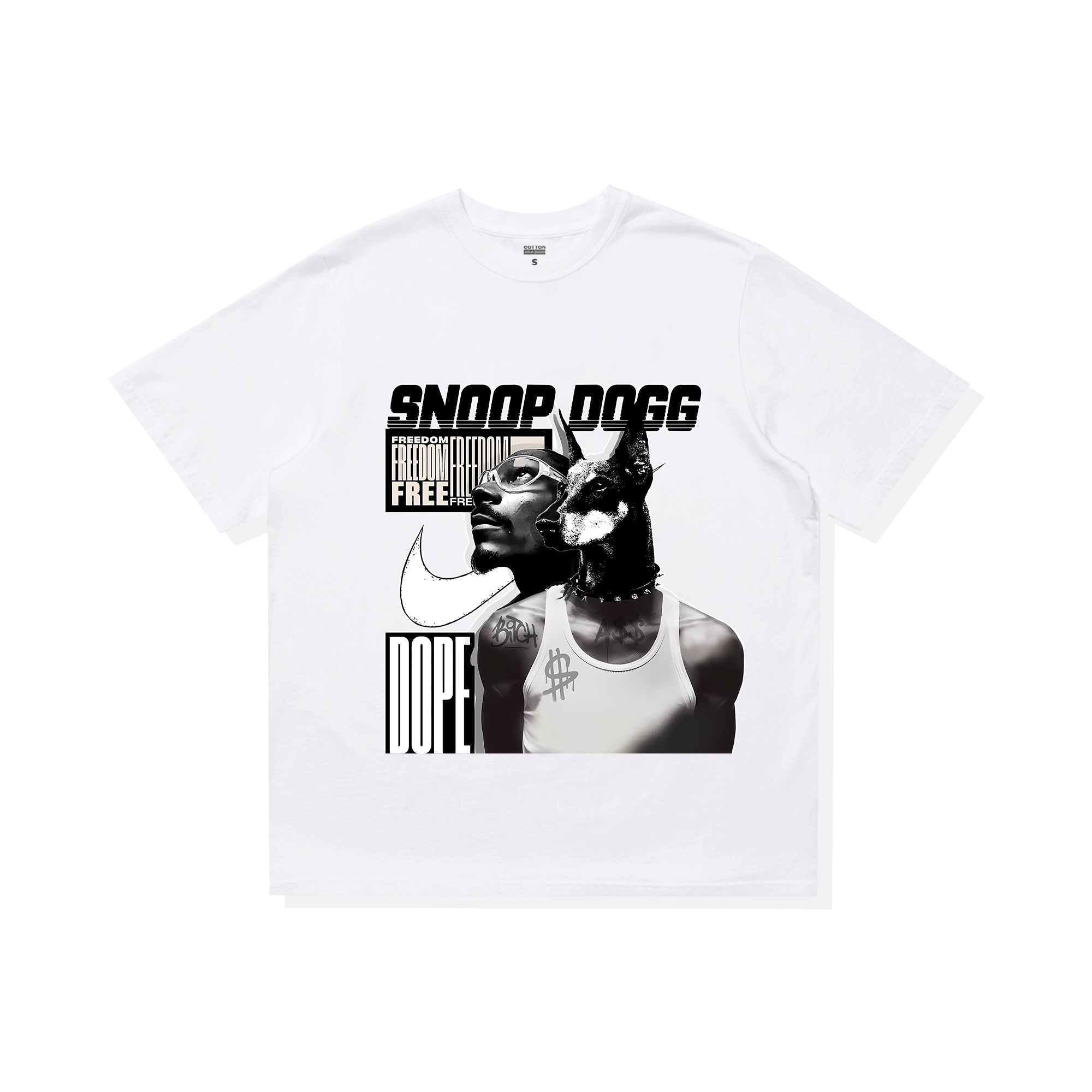 Áo Thun Oversize Rapper Black And White Snoop Dog