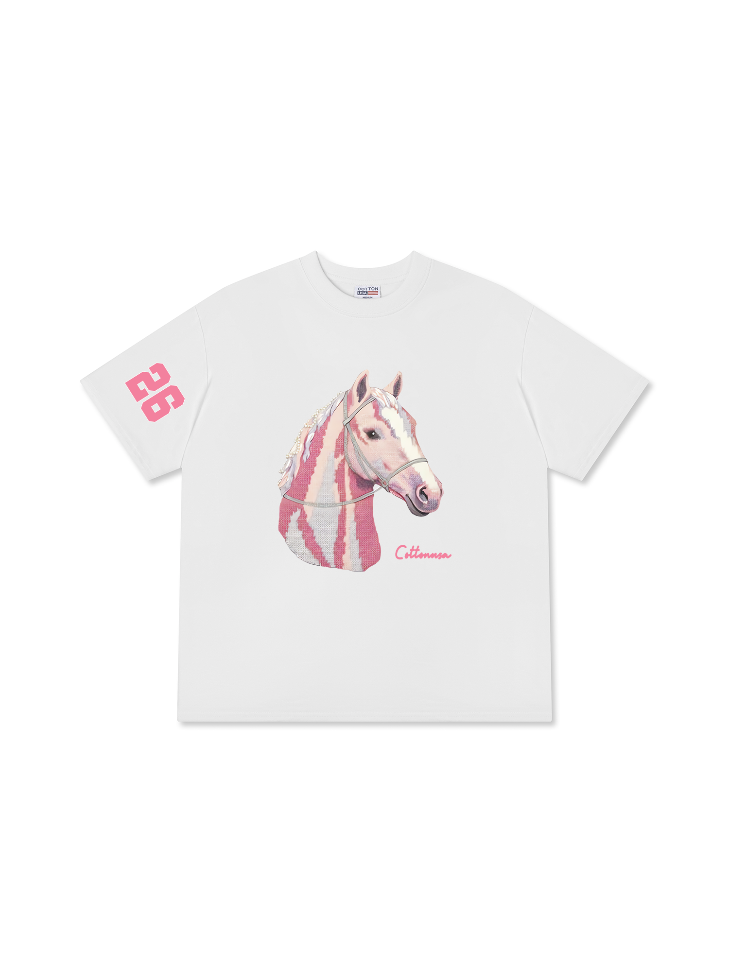 Áo Thun Relaxed Fit Cute Pink Horse