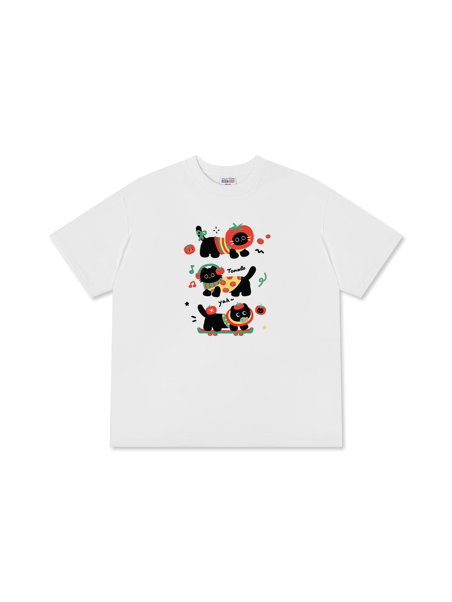 Áo Thun Relaxed Fit Winter Cute Black Cat