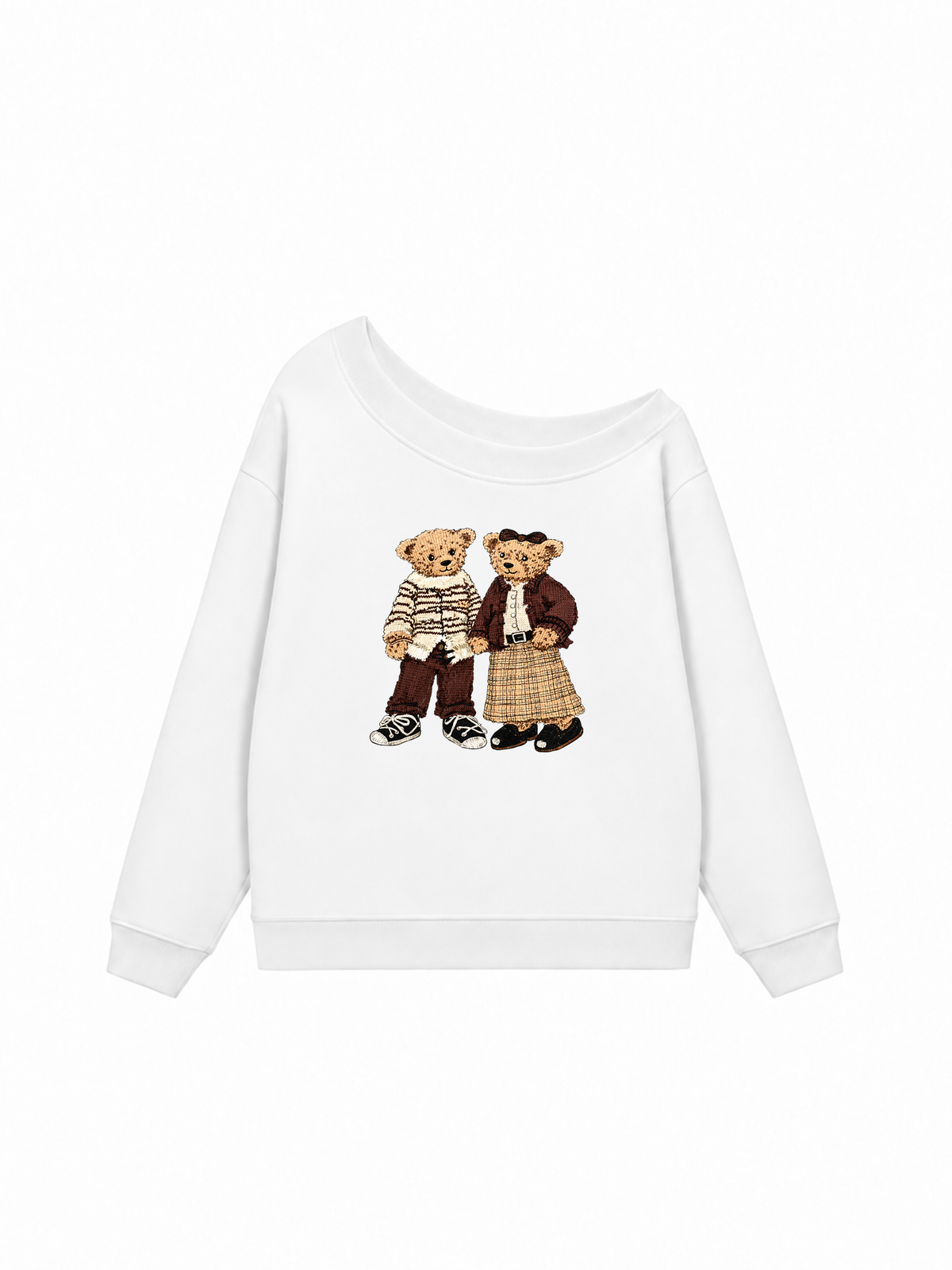 Áo Sweater Lệch Vai Nỉ Hai Da  Couple Bear